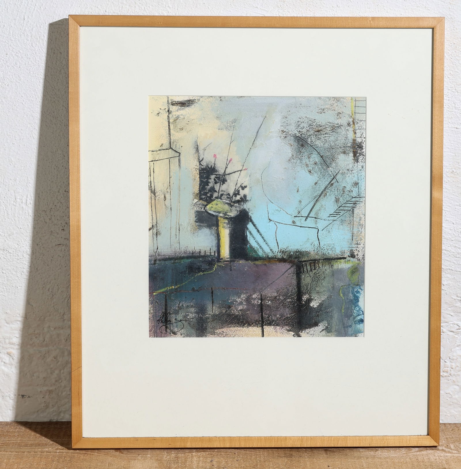 Helen Zarin (b. 1970) Mixed Media Painting: Helen Zarin (Born in Shiraz, Iran, 1970) Mixed media-paint & collage. Size: 25" x 21.25" (63 x 53 cm). Provenance: ex. GlaxoSmithKline. Size: 14'' x 12.25'', 36 x 31 cm (sight); 25'' x 21.25'', 64 x 5