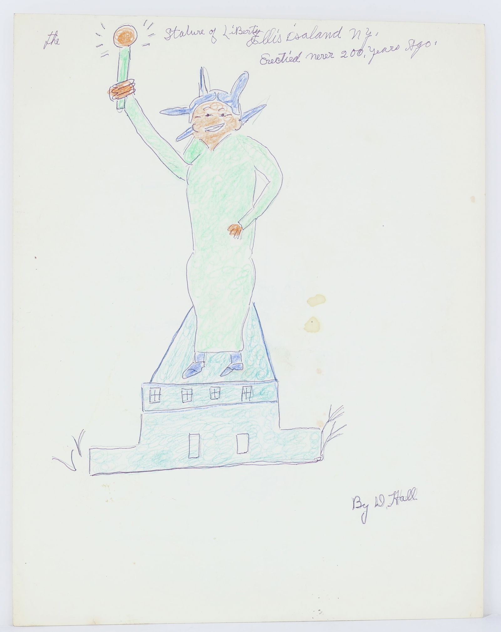 W. Hall (20th c.) Double-sided Drawing (1 of 2)