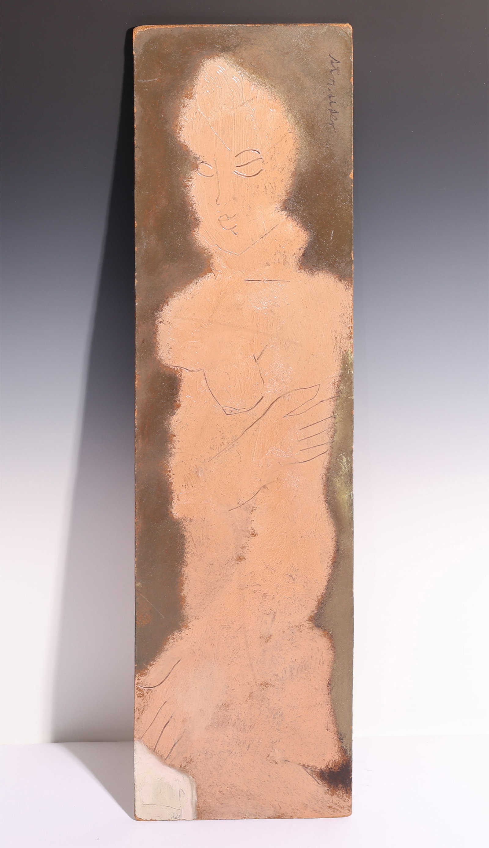 Sterling Strauser (1907-1995) "Nude" Figure Painting: Sterling Strauser (American 1907-1995) "Nude" Figure Painting, Oil on Board, Signed. Unframed. Size: 24'' x 6'' (61 x 15 cm).
