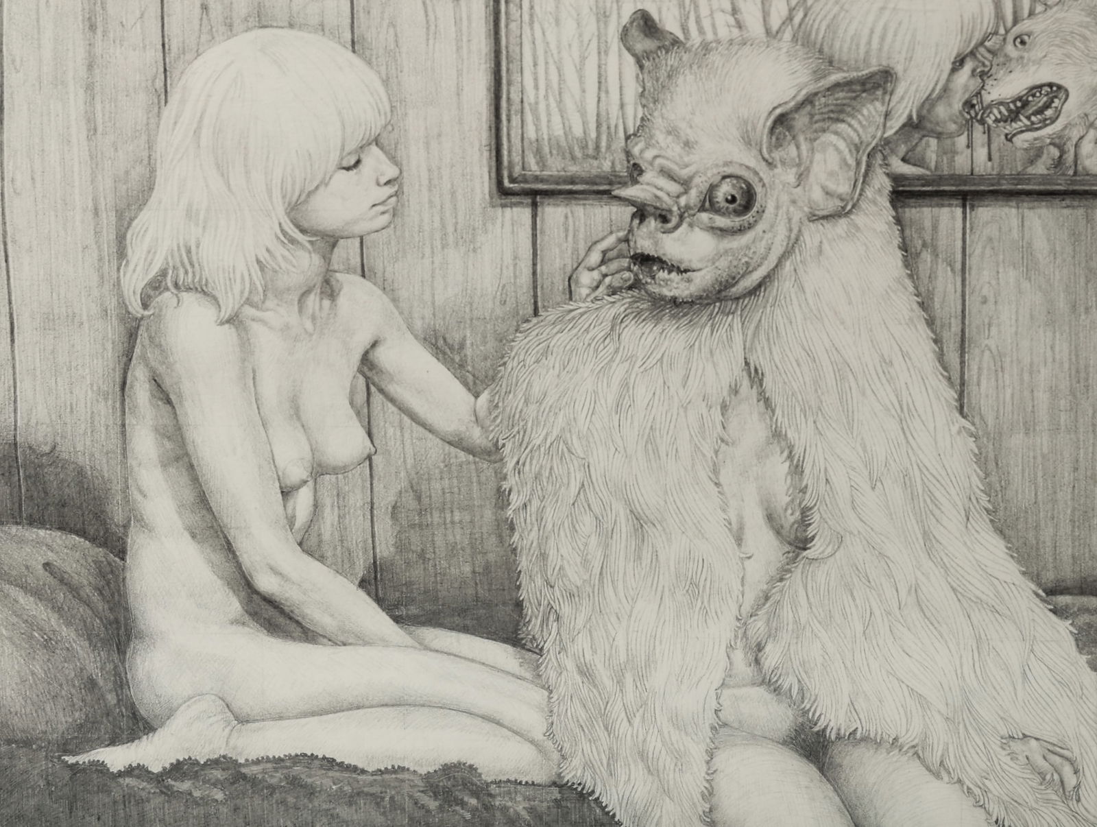 Tristan Wright (20th c.) Surreal Graphite Drawing on Paper (1 of 3)