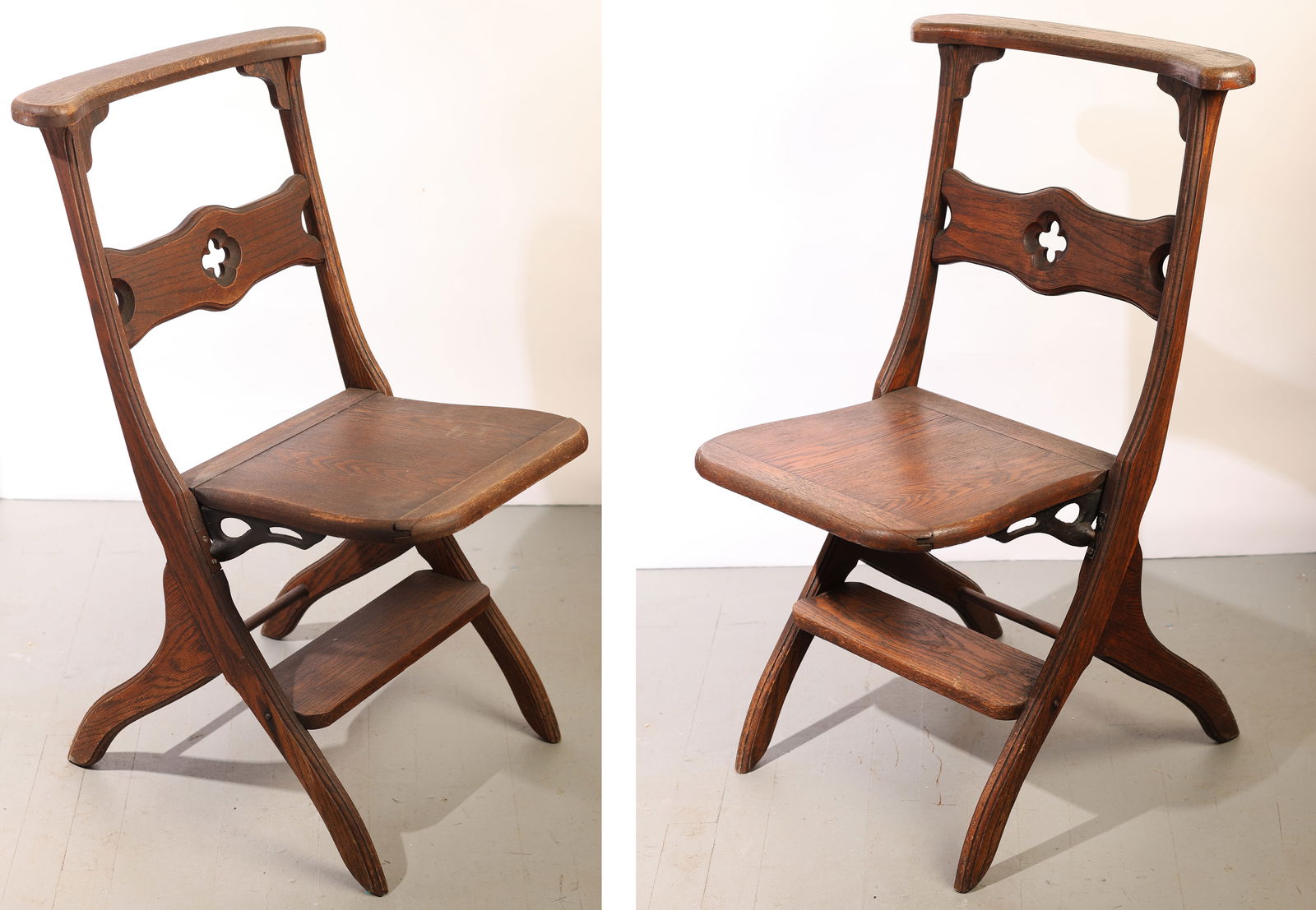 (2) Antique Folding Prayer Chair Kneelers (1 of 10)