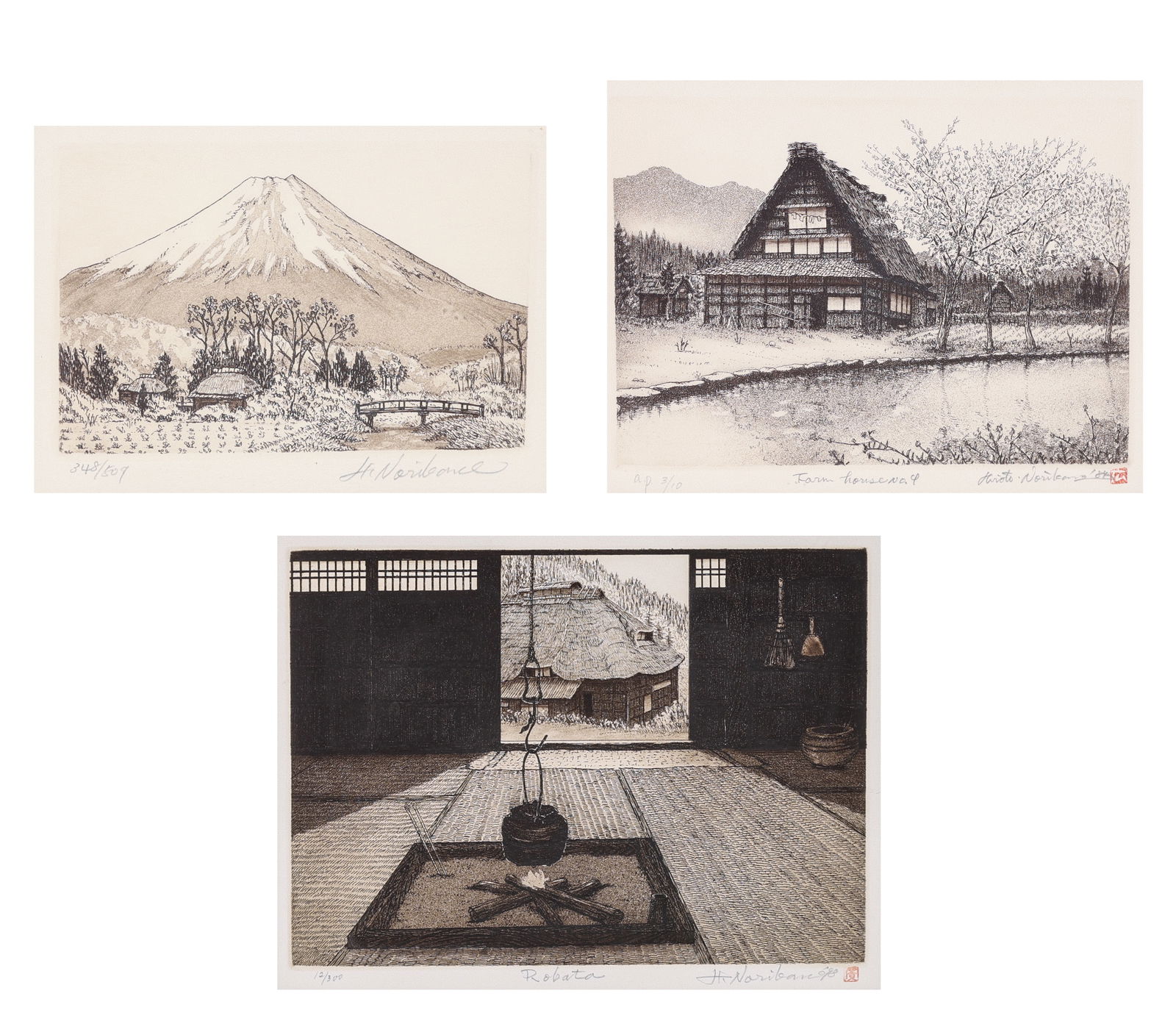 (3) Framed Etchings by Hiroto Norikane (b. 1949) (1 of 7)