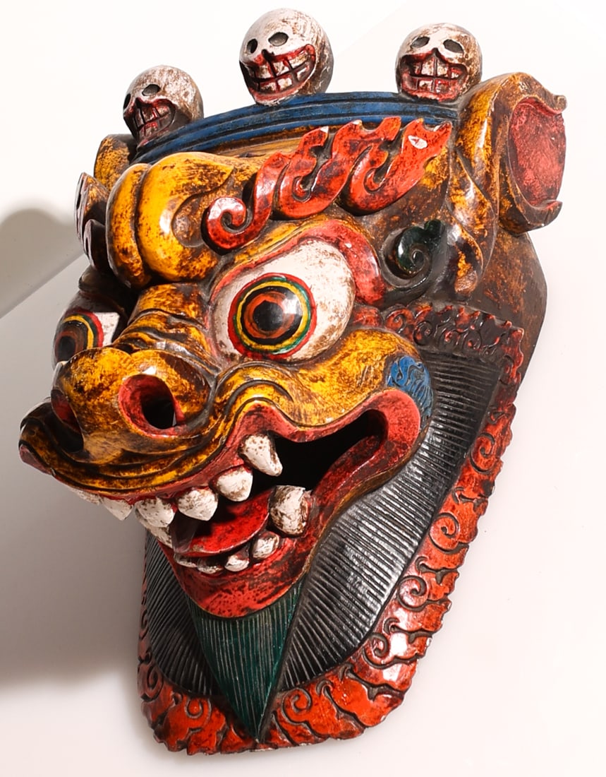Ceremonial Buddhist Dance Mask (Tibet or Bhutan. 20th c.) (1 of 3)