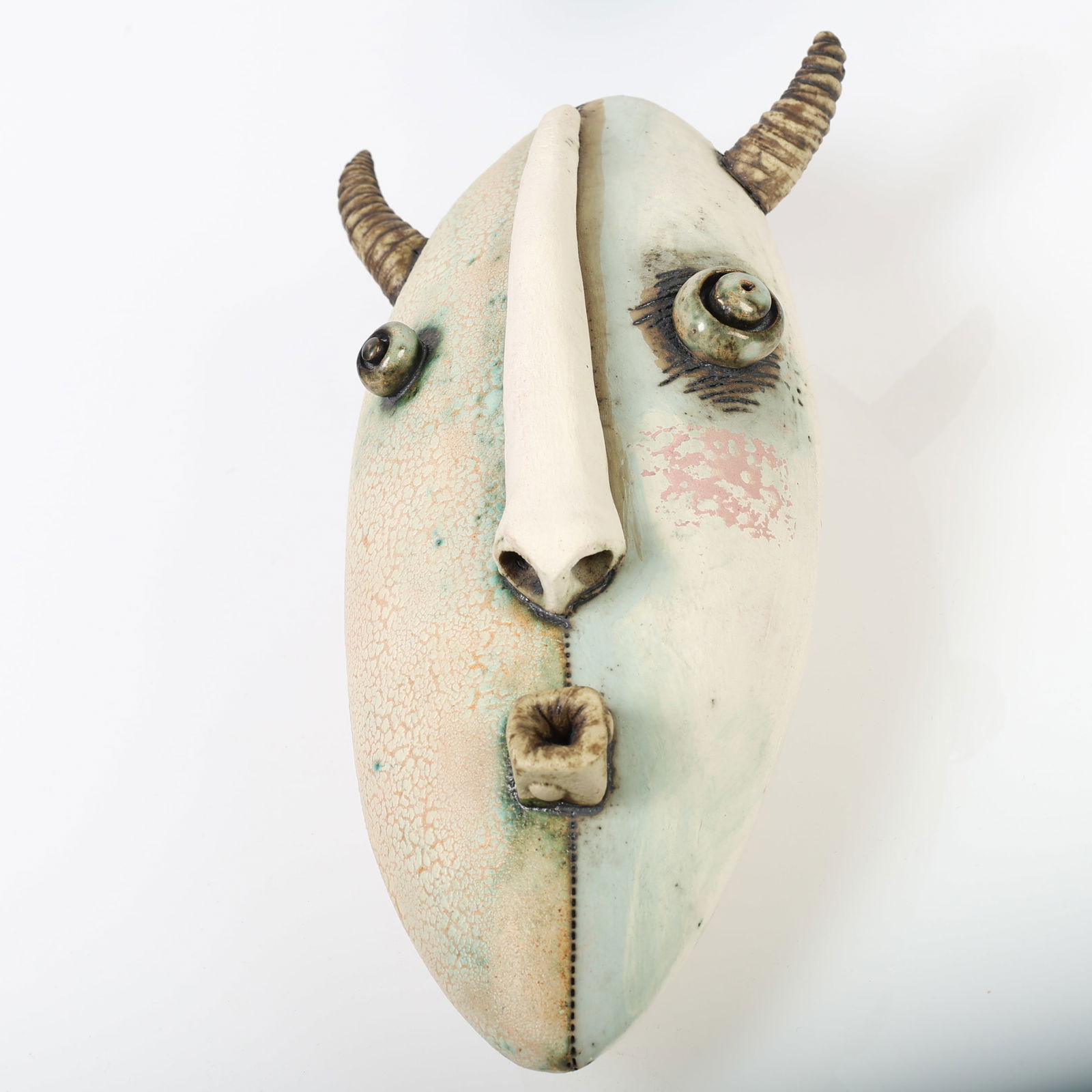 Dale Shuffler (20th c.) Ceramic Wall Mask (1 of 2)