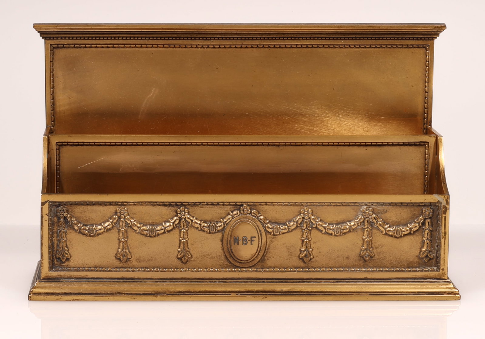 Tiffany & Co. Bronze Dore Letter Rack: Tiffany & Co. Bronze Dore Letter Rack. Size: 6'' x 10'' x 3.25'' (15 x 25 x 8 cm).