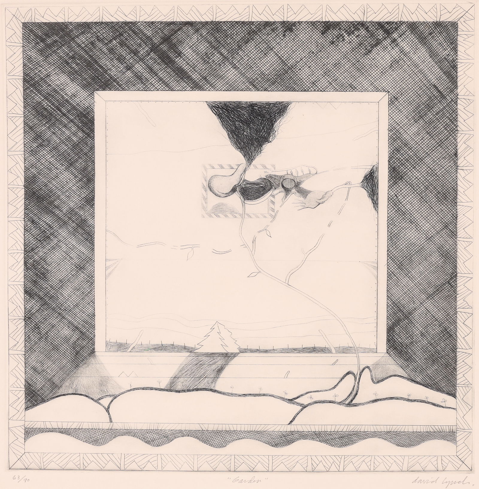 David Lynch (b. 1946) "Garden", 1969 (1 of 2)