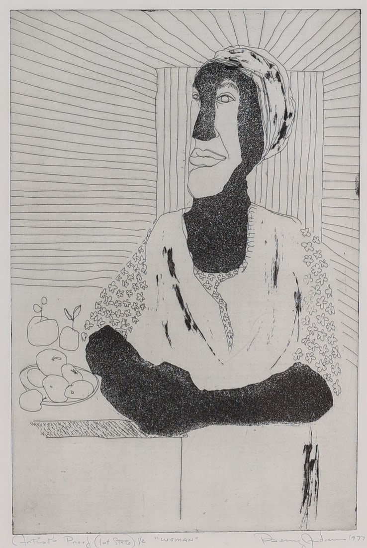 Benny Andrews (1930-2006) "Woman" AP Etching (1st State), 1977 (1 of 3)