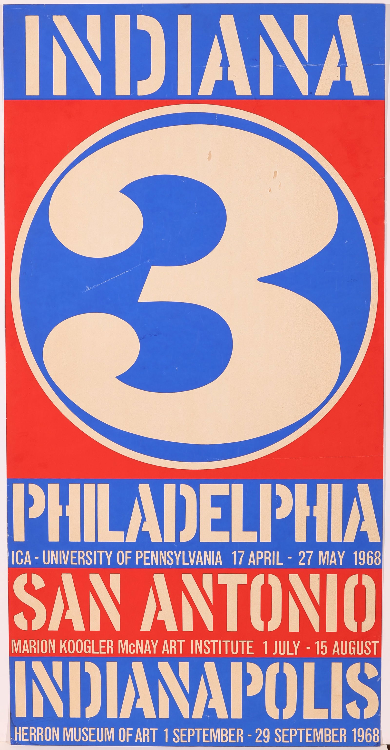 Robert Indiana (1928-2018) "Number 3 Exhibition Poster", 1968 (1 of 3)
