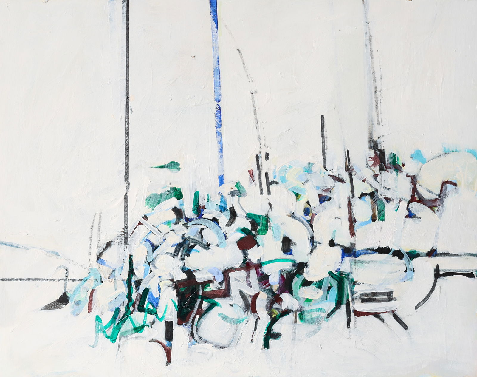 Doris Staffel (1921-2013) Abstract Painting: Doris Staffel (American, 1921-2013) Abstract Painting, mixed media painting on board. Size: 15.75'' x 20'' (40 x 51 cm). Unframed.