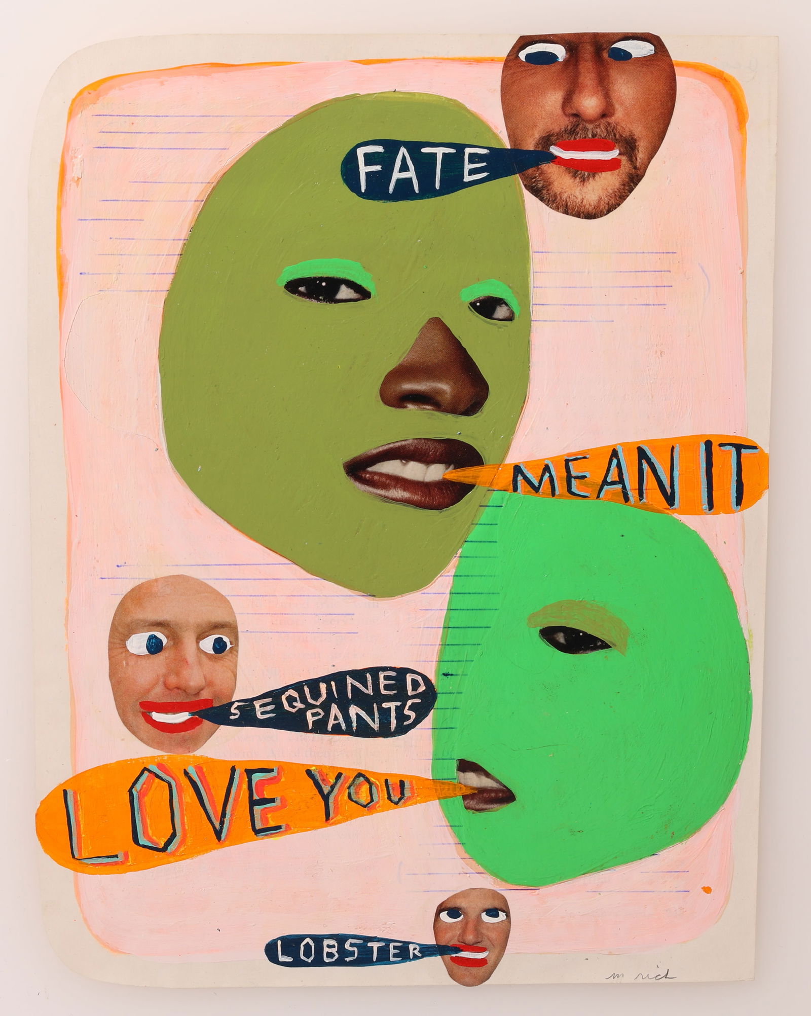 Martha Rich (20th c.) Mixed Media: Martha Rich (20th c.) Mixed media painting and collage on paper, signed. Size: 7.5'' x 9'', 19 x 23 cm (sheet). Unframed. Provenance: Cotton Candy Machine, Brooklyn NY.