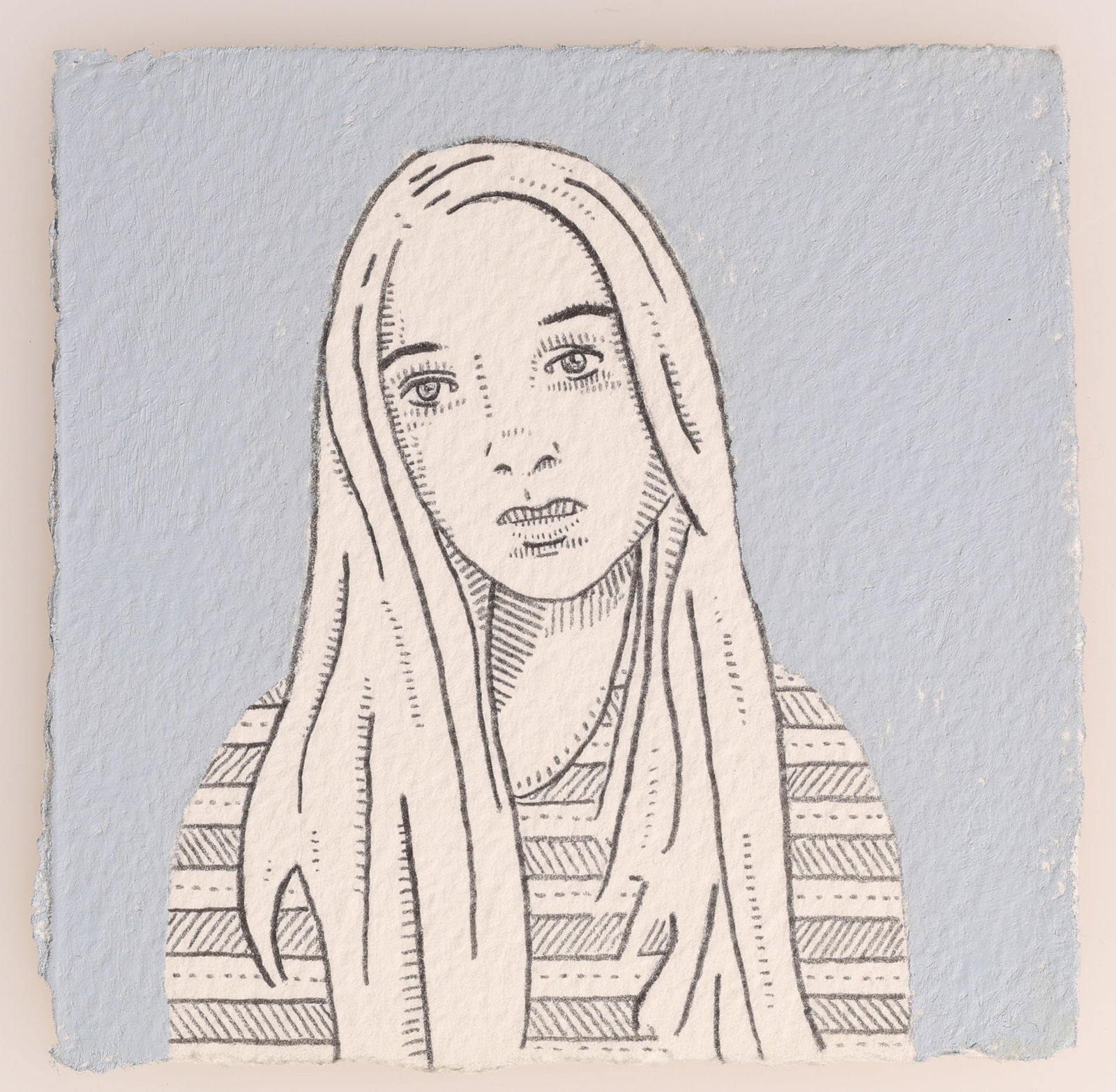 Jason Andrew Turner (b. 1982) "Portrait": Jason Andrew Turner (b. 1982) "Portrait", mixed media on paper, signed. Unframed. Size: 4'' x 4'' (10 x 10 cm).