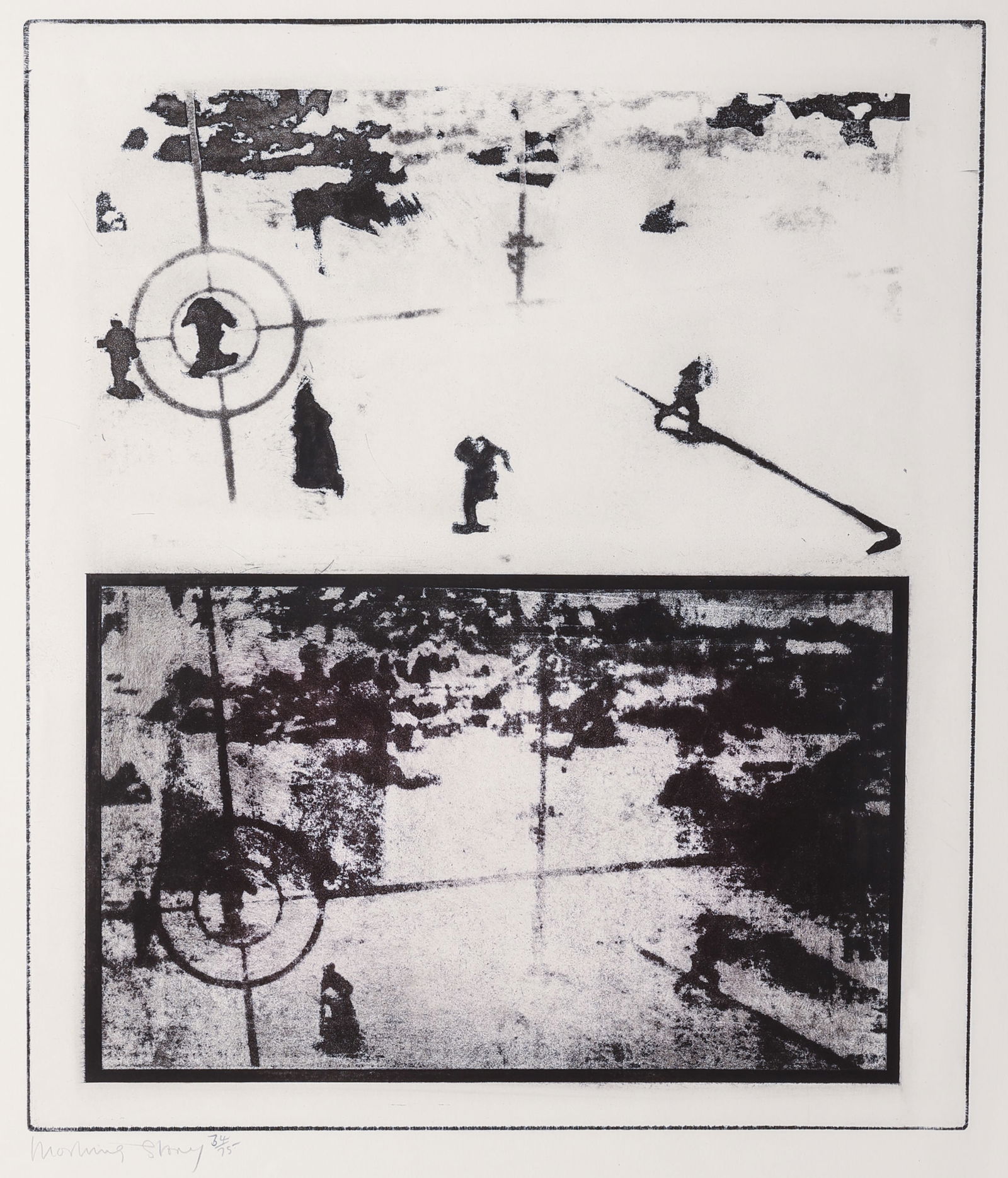 Norman Ackroyd (British, b. 1938) "Morning Story": Norman Ackroyd (British, b. 1938) "Morning Story", 1968, solvent transfer photo-etching with aquatint and engraving, from an edition of 75. Note: tears in margin, creasing. Unframed. Provenance: Rodge