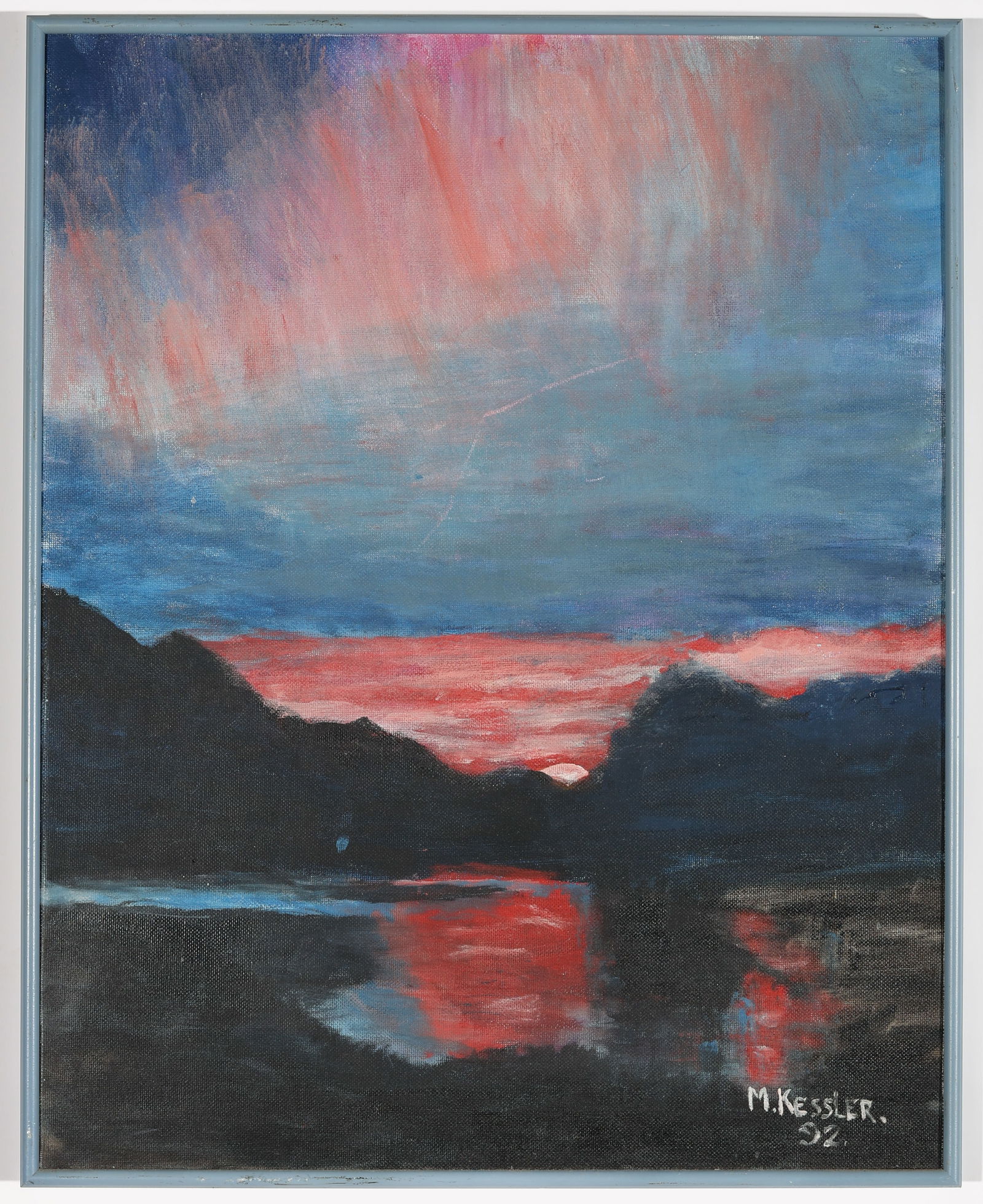 M. Kessler (20th c.) Sunset Landscape Painting, 1992 (1 of 2)