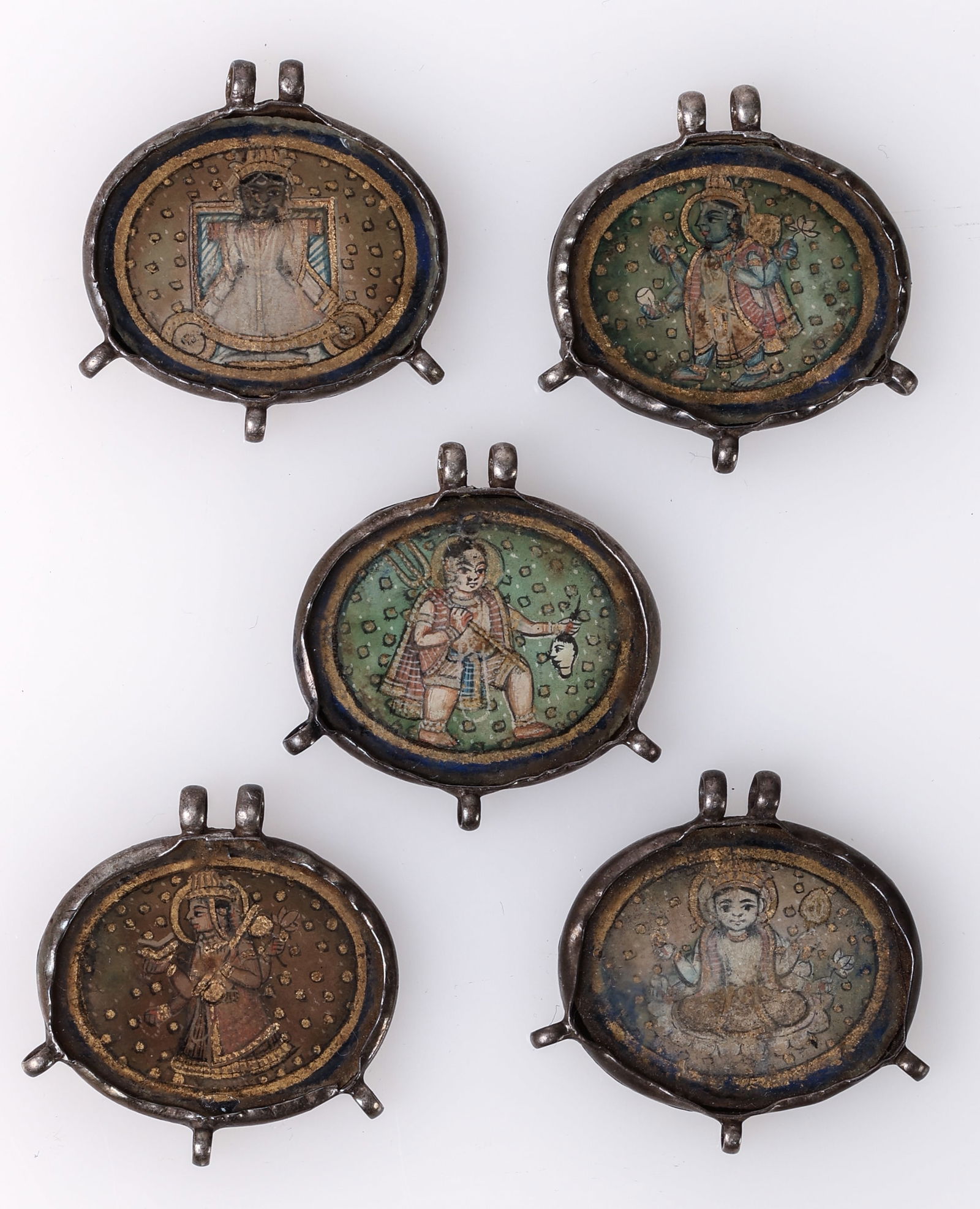 (5) Hindu Pilgrim's Silver Amulet Pendants (1 of 2)