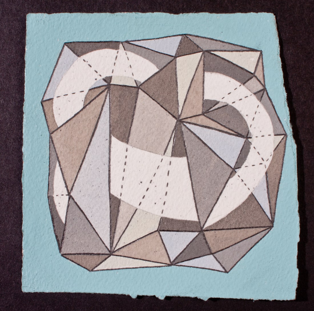 Jason Andrew Turner (b. 1982) Abstract: Jason Andrew Turner (b. 1982) Abstract Mixed Media on Paper, 2014. Size: 4.5'' x 4.5'' (11 x 11 cm). Unframed.