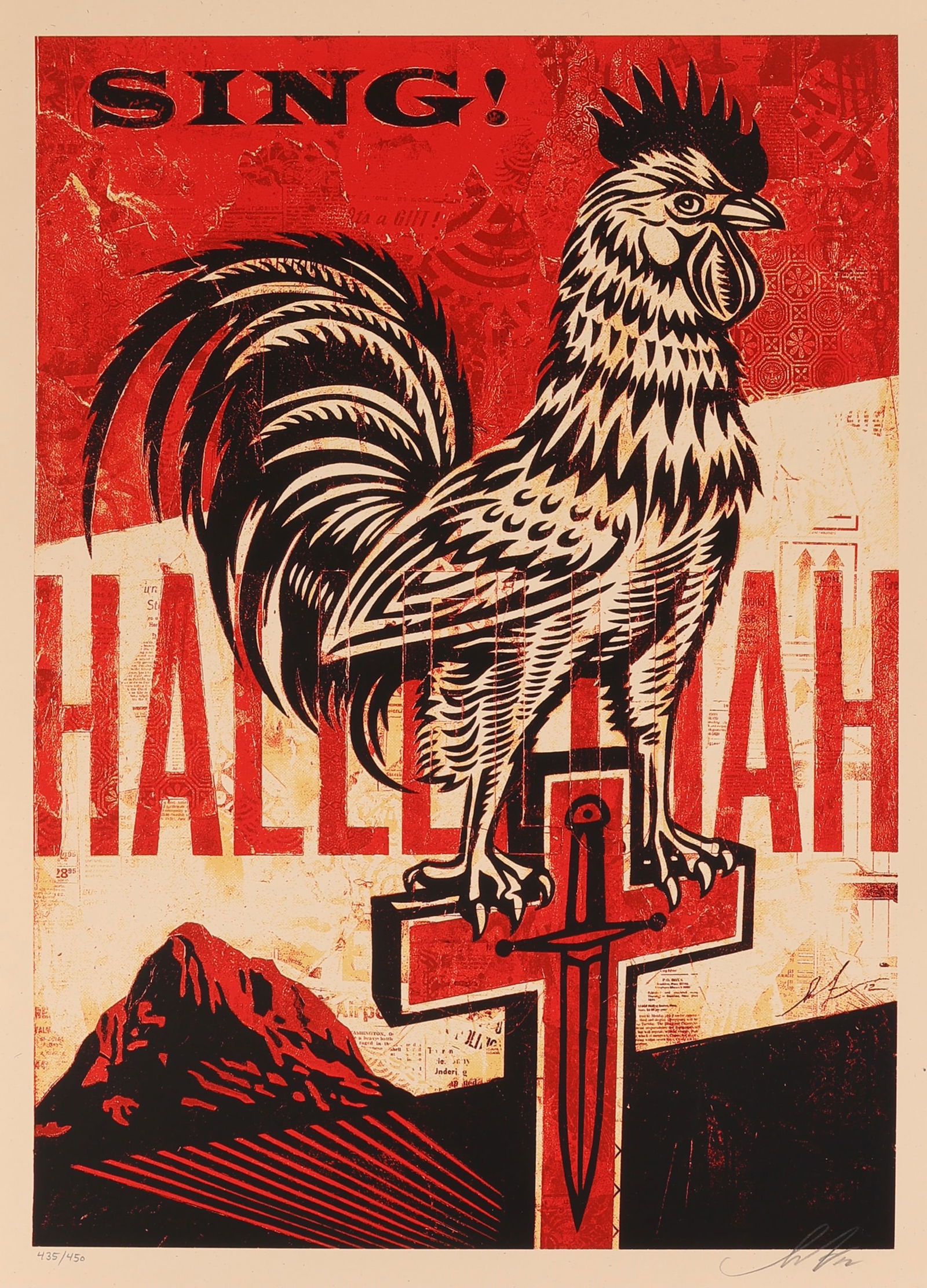 Shepard Fairey (b. 1970) "Jesus' Chariot": Shepard Fairey (American, b. 1970) "Jesus' Chariot", 2012, limited edition screenprint, signed, dated and numbered (edition of 450). Unframed. Size: 18'' x 24'', 46 x 61 cm. Originally released as par