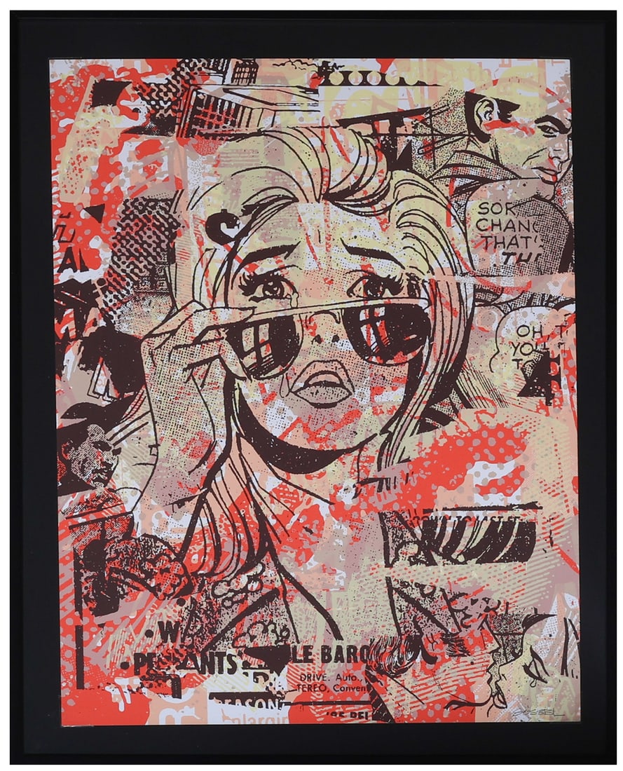 Greg Gossel (b. 1982) "Burden For Life": Greg Gossel (b. 1982) "Burden For Life", screenprint, signed and numbered (ed. 100). Framed. Size: 19'' x 25'', 48 x 64 cm (sheet); 28'' x 22'', 71 x 56 cm (frame).