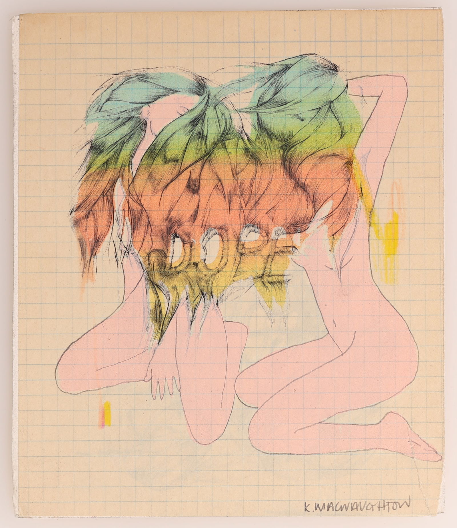 Kathryn MacNaughton (20th c.) "DOPE": Kathryn MacNaughton (20th c.) "DOPE", snub-nose print, signed and numbered (ed. 200). Unframed. Provenance: Acquired from Brooklynite Gallery (2010). Size: 6.5'' x 5.5'' (17 x 14 cm).