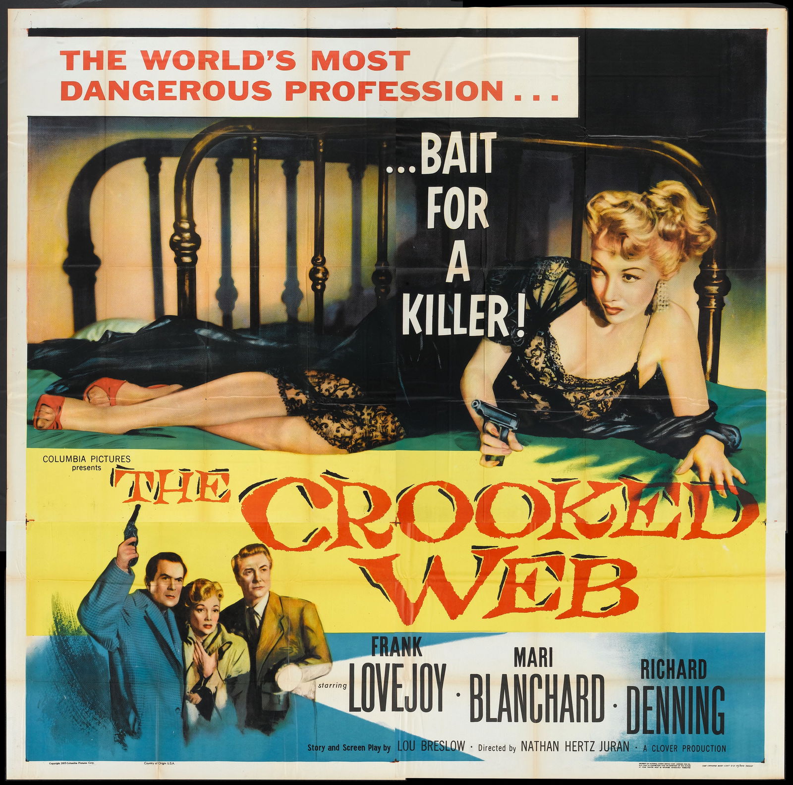 The Crooked Web (Columbia, 1955) Vintage Six Sheet (81" X 81") Movie Poster (1 of 1)