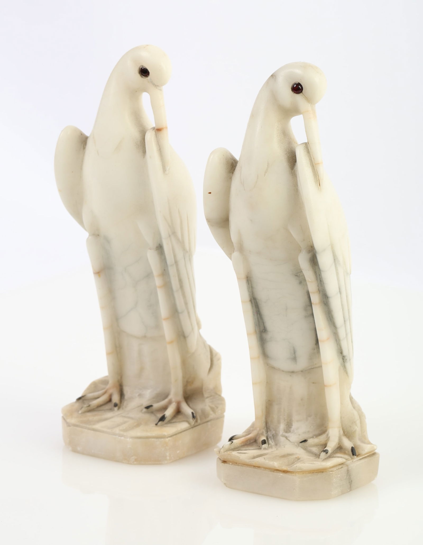 Pair of Carved Marble Cranes (1 of 5)