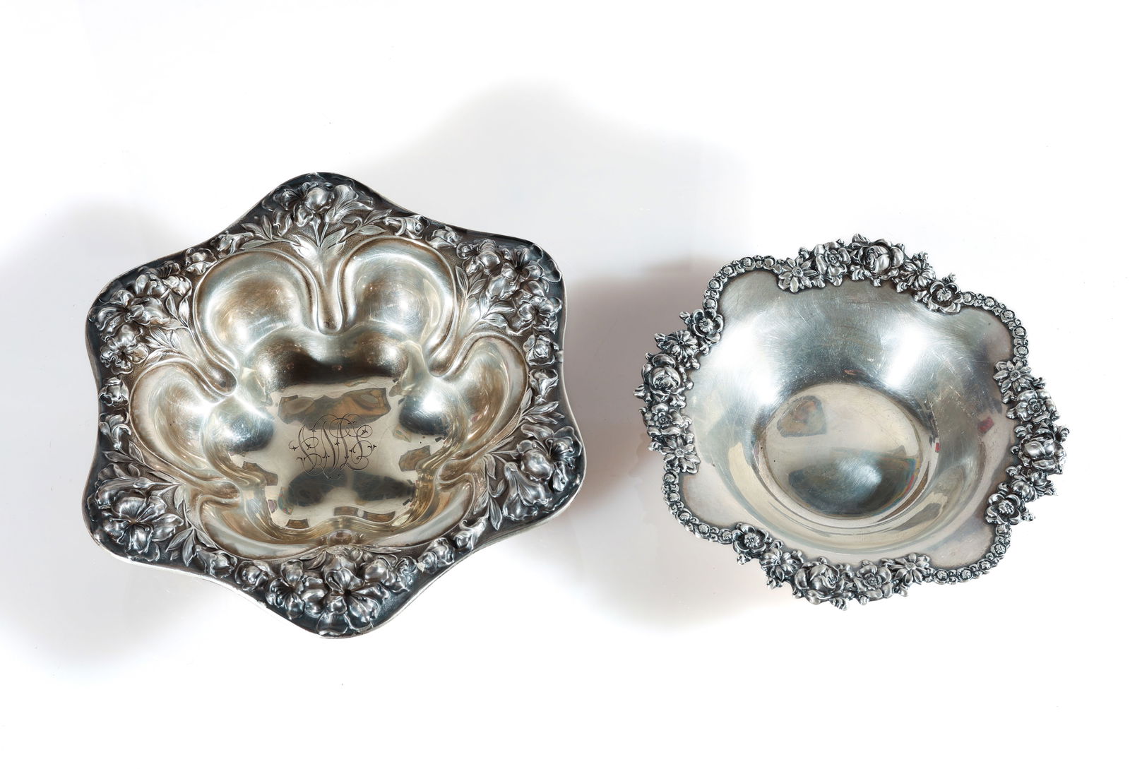 (2 Pc) Estate Silver Ornate Bowls (1 of 2)