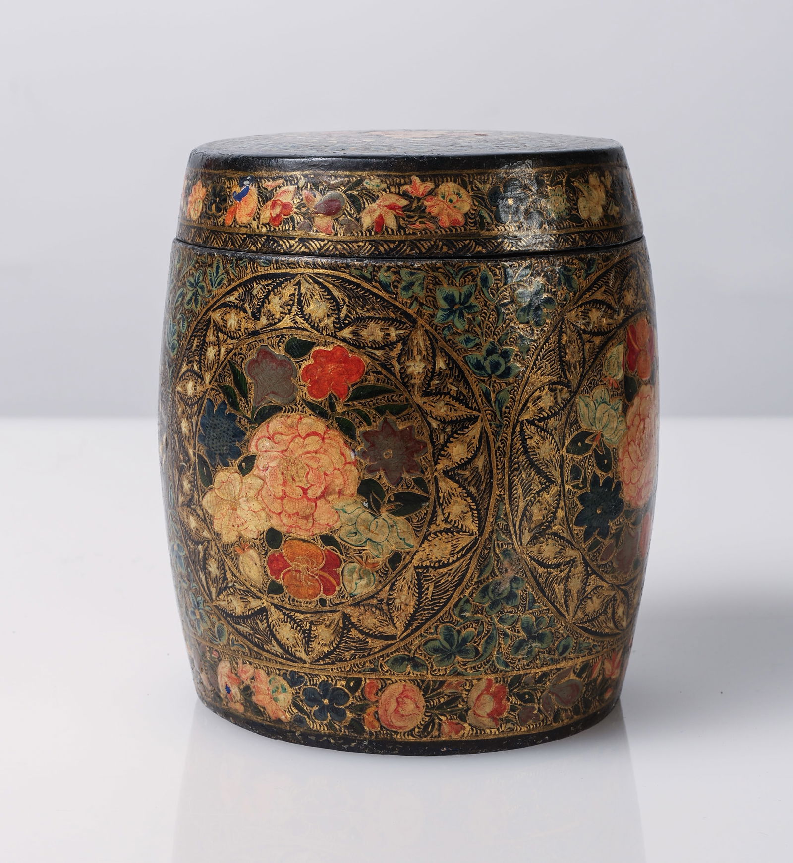 Vintage Kashmir Painted Papier-Mache Jar (1 of 3)