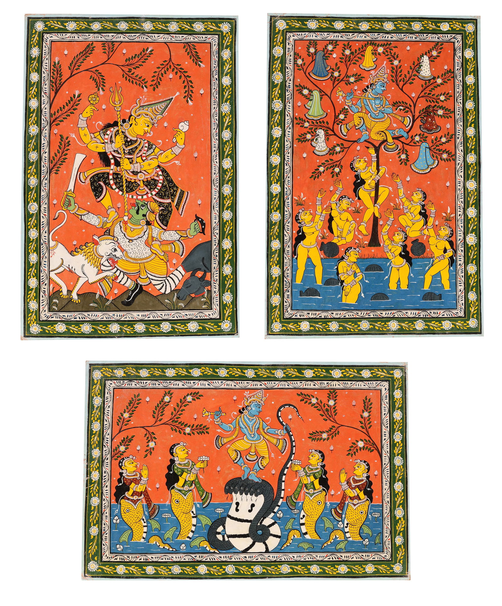 (3) Indian Pattachitra Art Paintings (1 of 4)