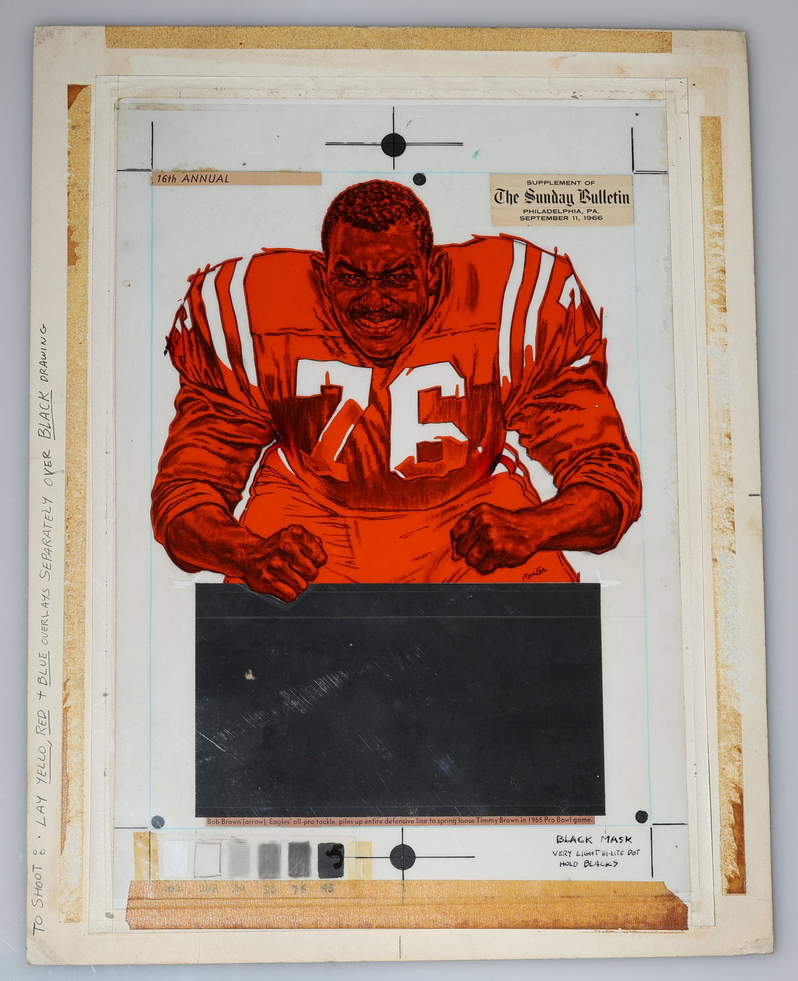 Eagles Bob "Boomer" Brown 1960's Original Illustration Art (1 of 2)