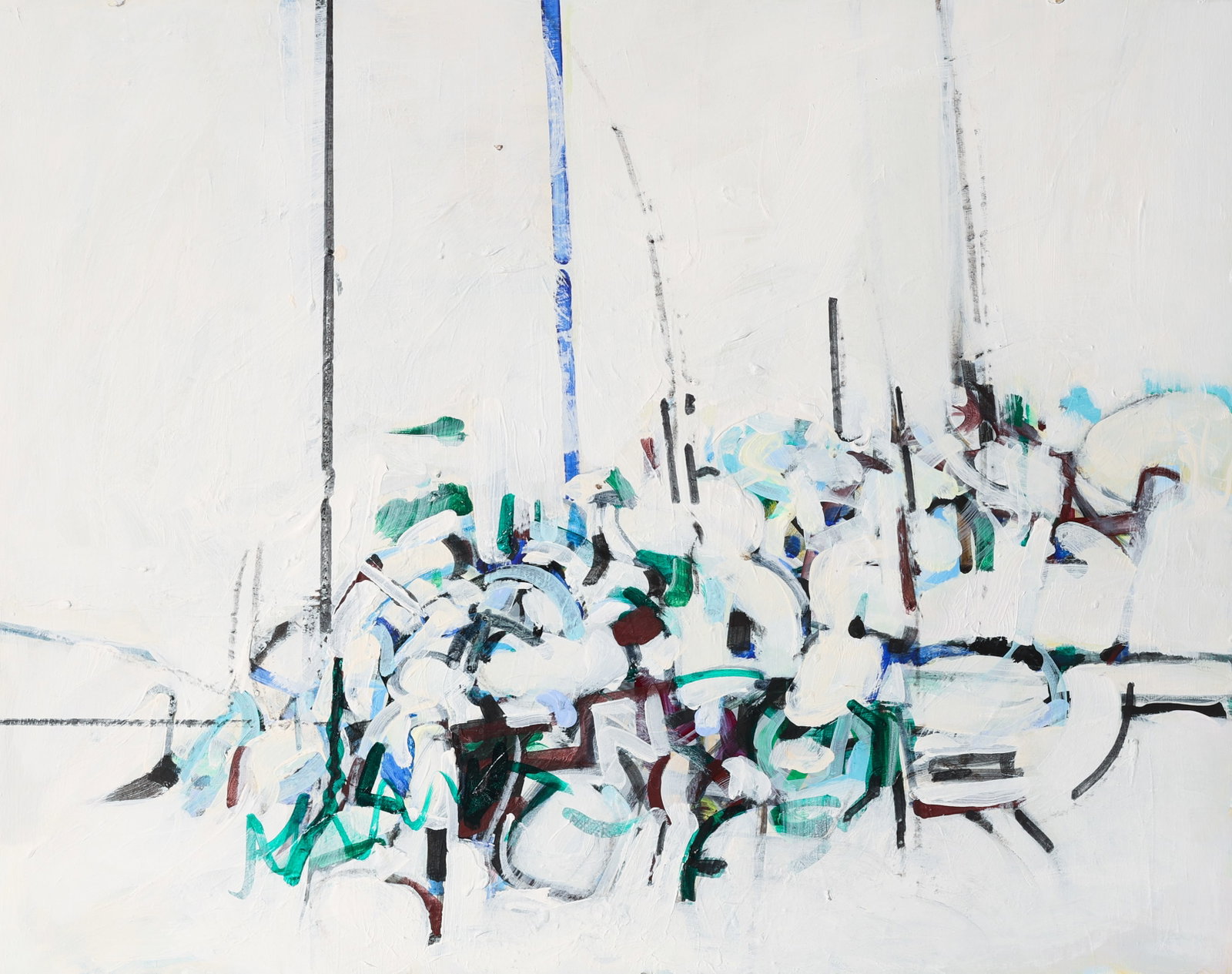 Doris Staffel (1921-2013) Abstract Painting: Doris Staffel (American, 1921-2013) Abstract Painting, mixed media painting on board. Size: 15.75'' x 20'' (40 x 51 cm). Unframed.