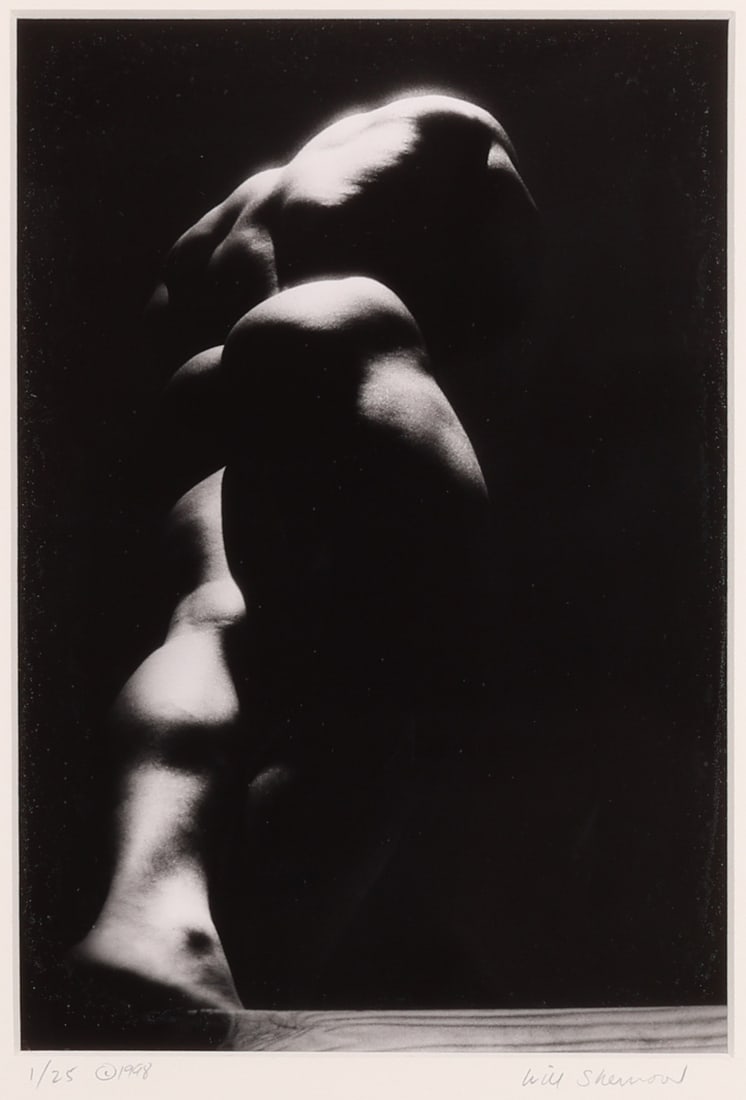 Will Sherwood "Atlas": Will Sherwood (20th c.) "Atlas", 1998, Gelatin Silver Photograph. Exhibition History: "The Male Nude", Provincetown Group Gallery, Two-person show with Greg Gorman, Provincetown, MA, 1999. Framed. Siz