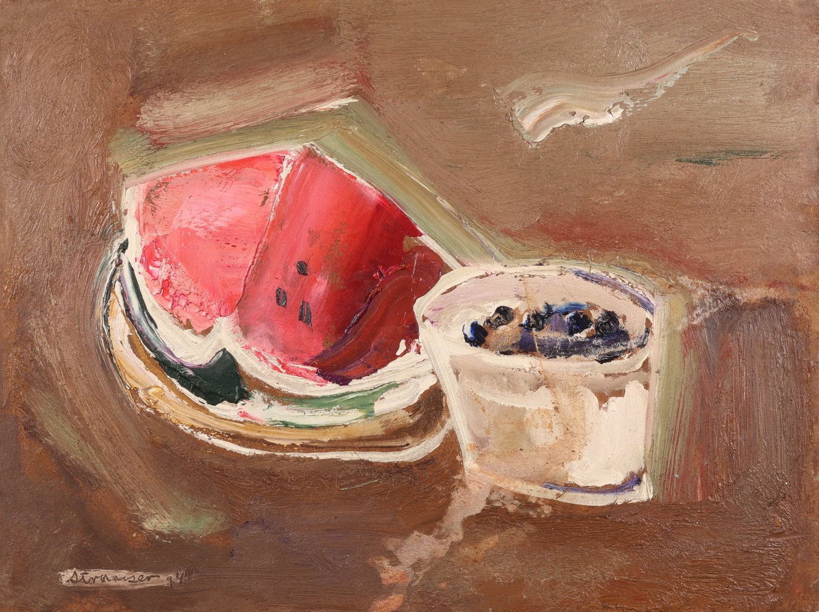 Sterling Strauser (1907-1995) "Watermelon and Berries" (1 of 2)