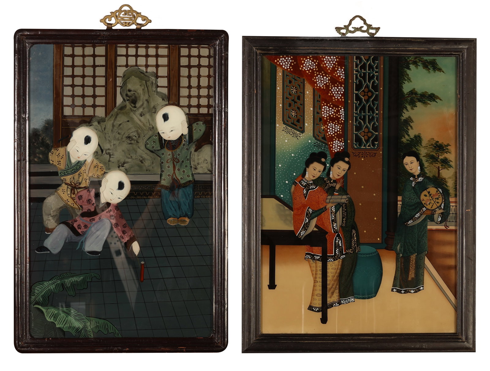 (2) Chinese Reverse Glass Paintings (1 of 4)