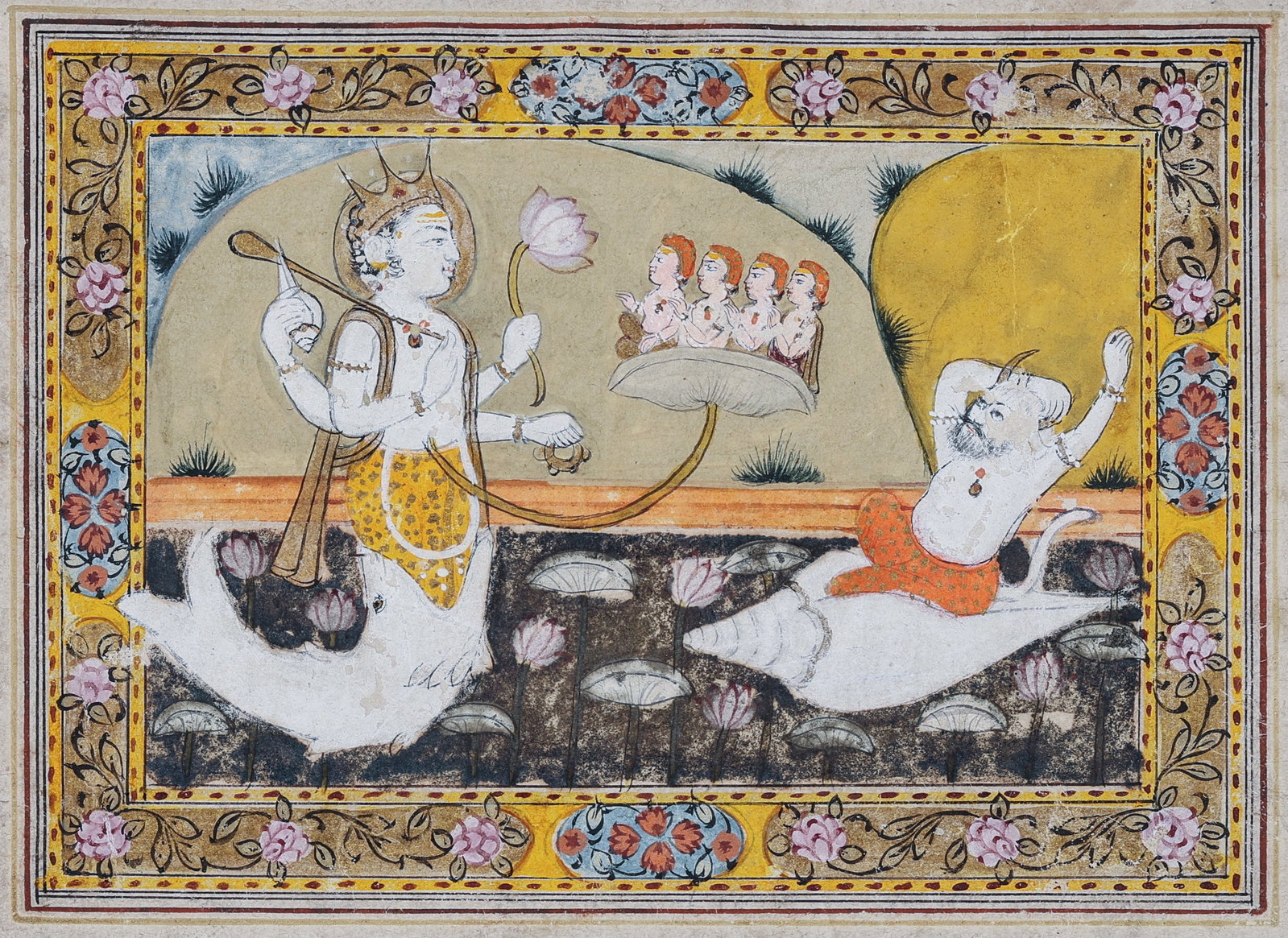 Fine Indian Miniature Painting of Vishnu (1 of 3)