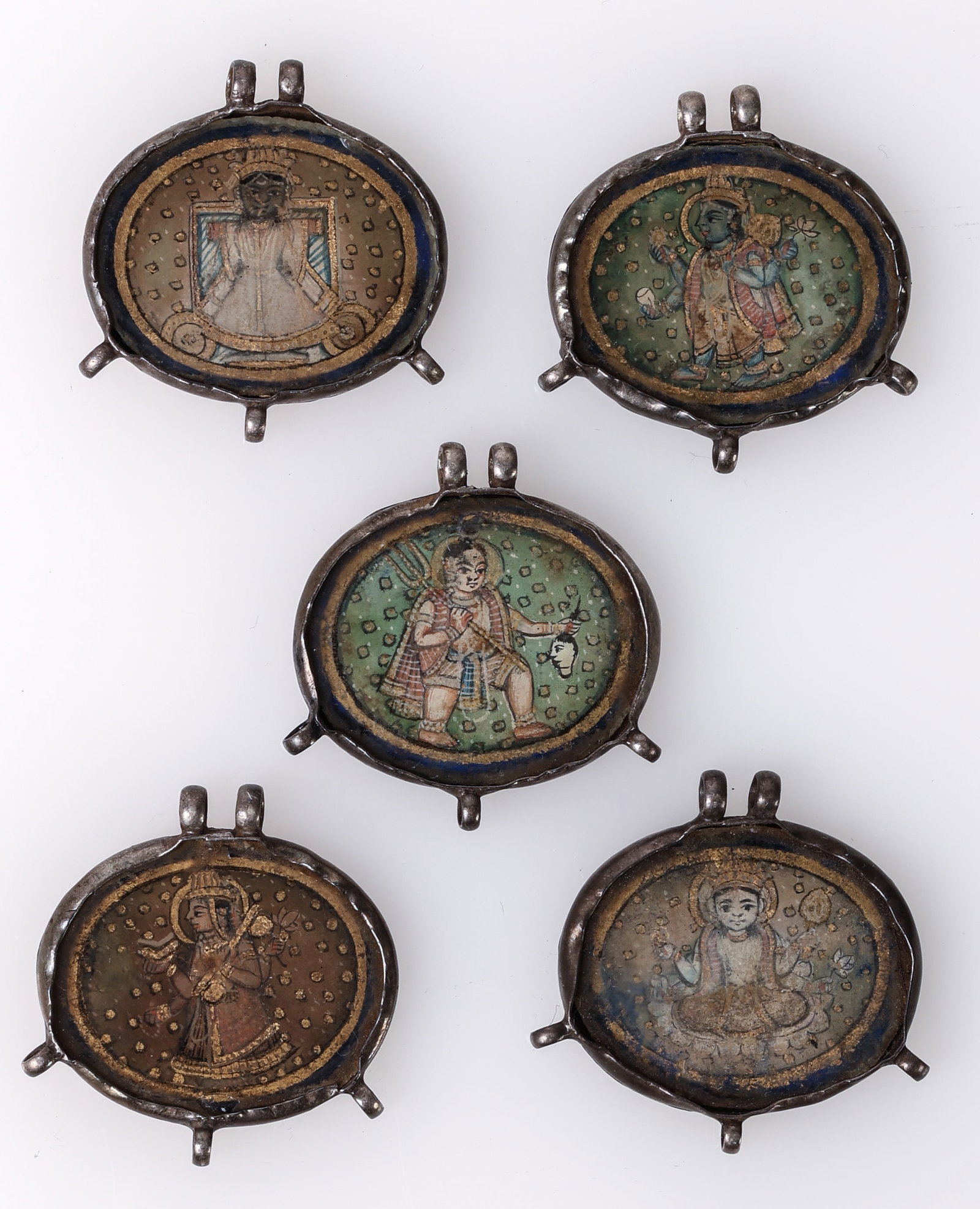 (5) Hindu Pilgrim's Silver Amulet Pendants (1 of 2)