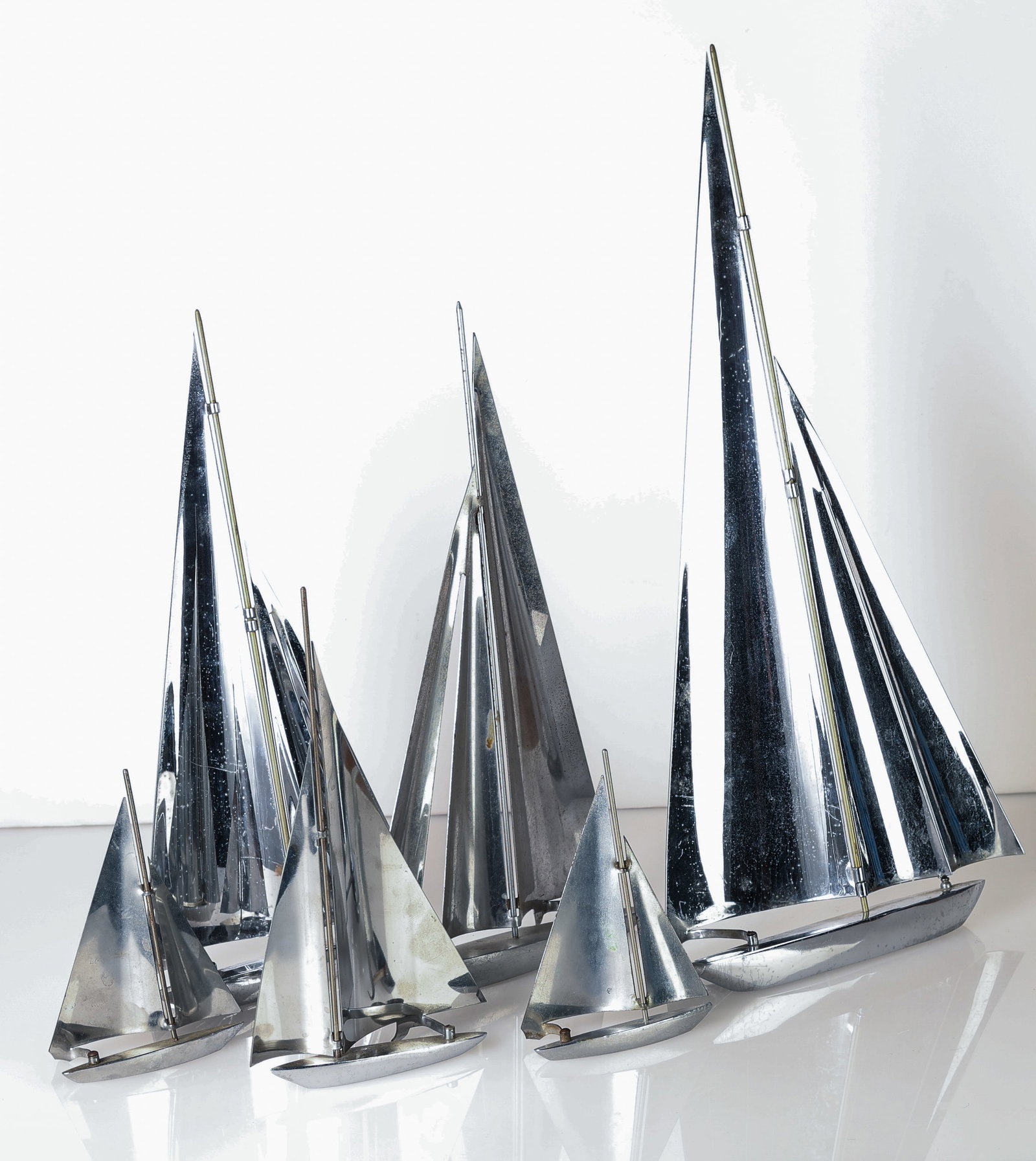 (6) Mid-century Modernist Chrome Sailboats (1 of 2)