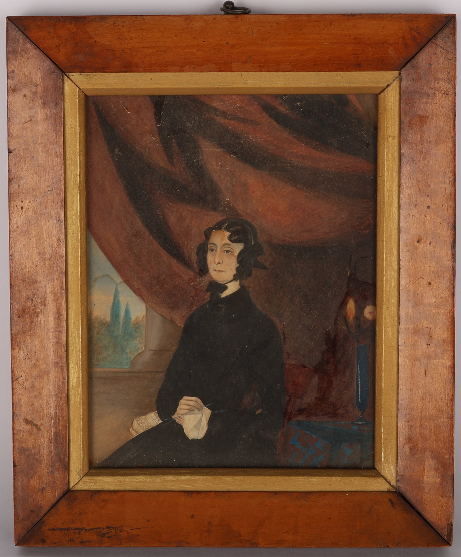 19th c. Folk Art Portrait Painting (1 of 2)