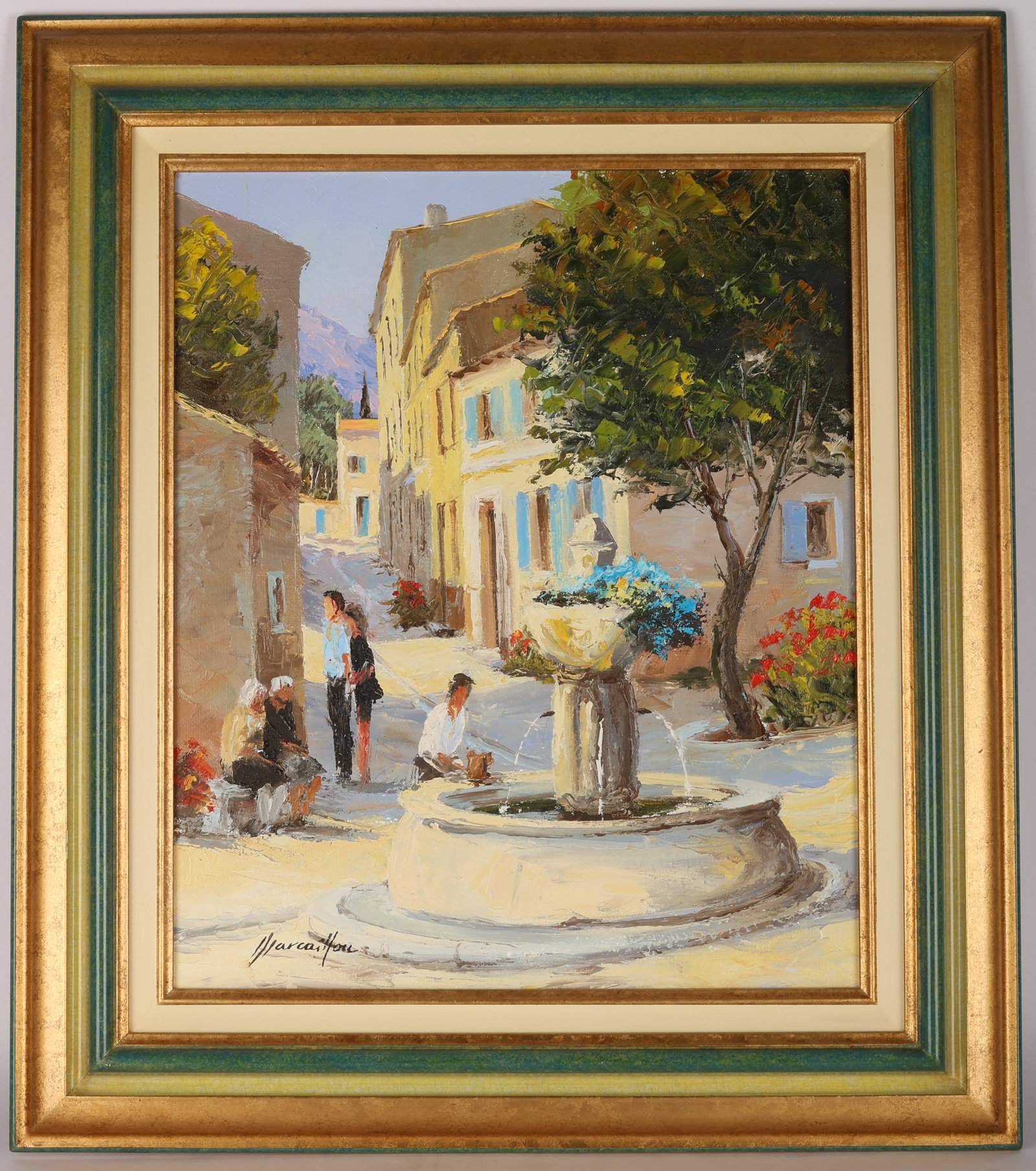 Henry Marcaillou "At The Fountain" Painting (1 of 2)
