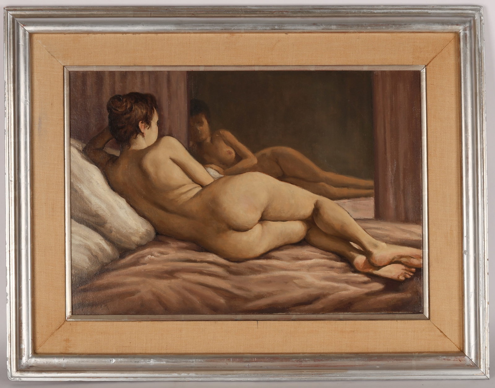 Lewis Bryden "Venus Before the Mirror": Lewis Bryden (American, b. 1944) "Venus Before the Mirror", 2005, oil painting on canvas, signed and dated. Size: 14'' x 20'', 36 x 51 cm (stretcher); 21'' x 27'', 53 x 69 cm (frame).