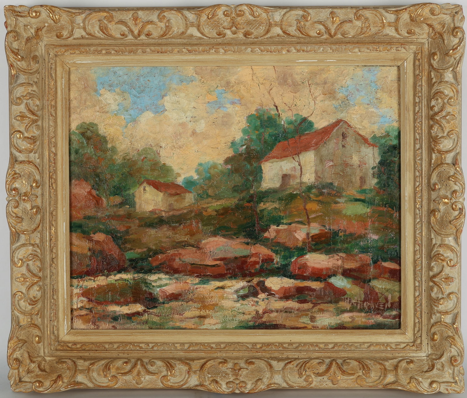 Herbert Nelson Hooven (1898-1979) Painting: Herbert Nelson Hooven (1898-1979) Landscape Painting, oil on canvas, signed. Framed. Size: 16'' x 20'', 41 x 51 cm (stretcher); 22.5'' x 26.75'', 57 x 68 cm (frame).