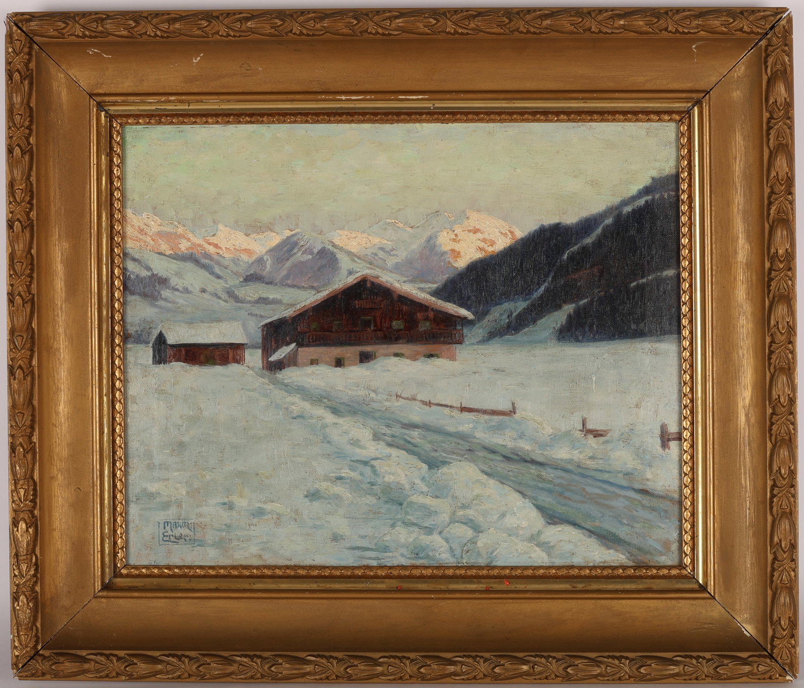 Maxim Erler (1888-1958) Alpine Winter Painting (1 of 3)