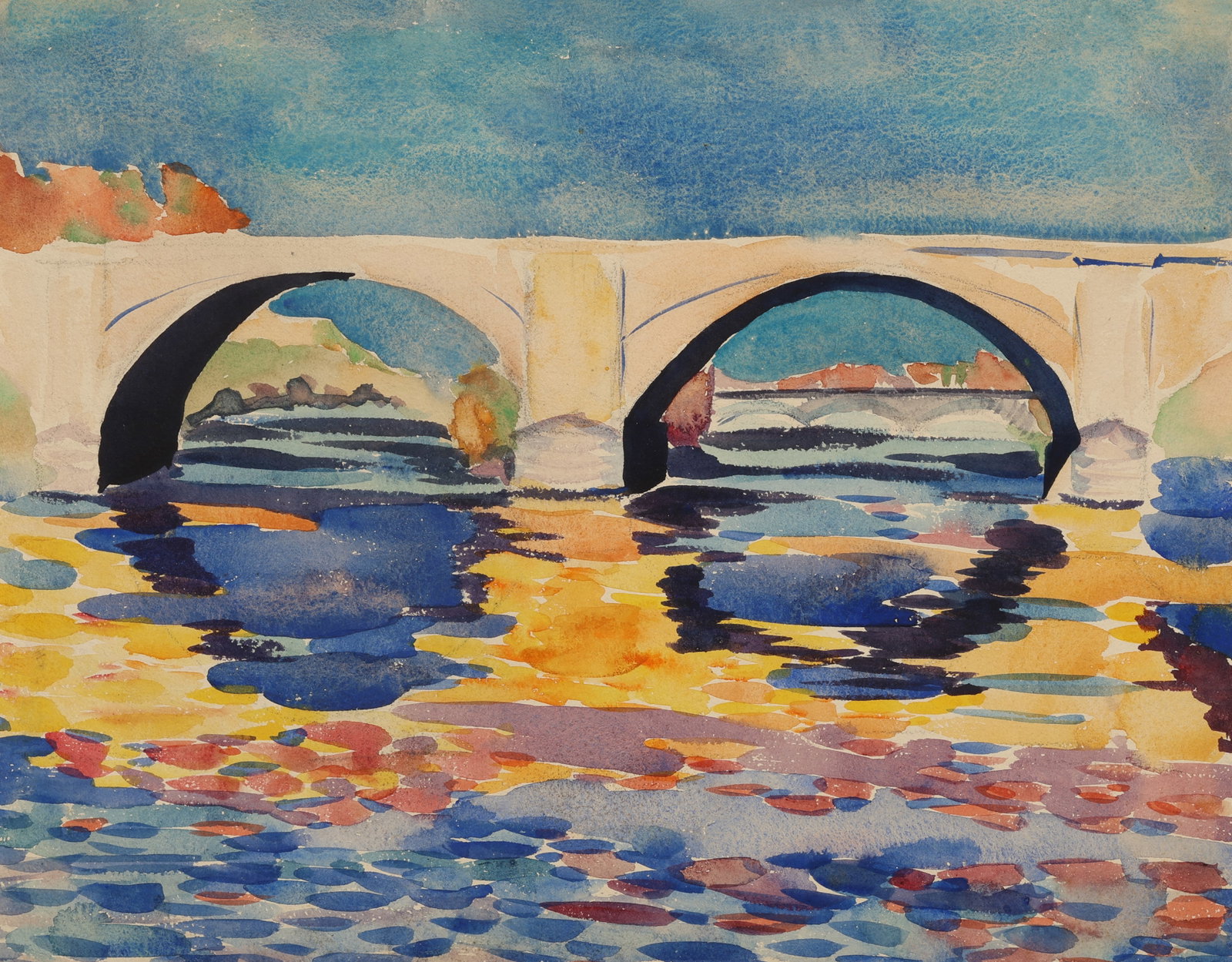Van Loan (1904-1999) "Bridge at Sunset" (1 of 3)