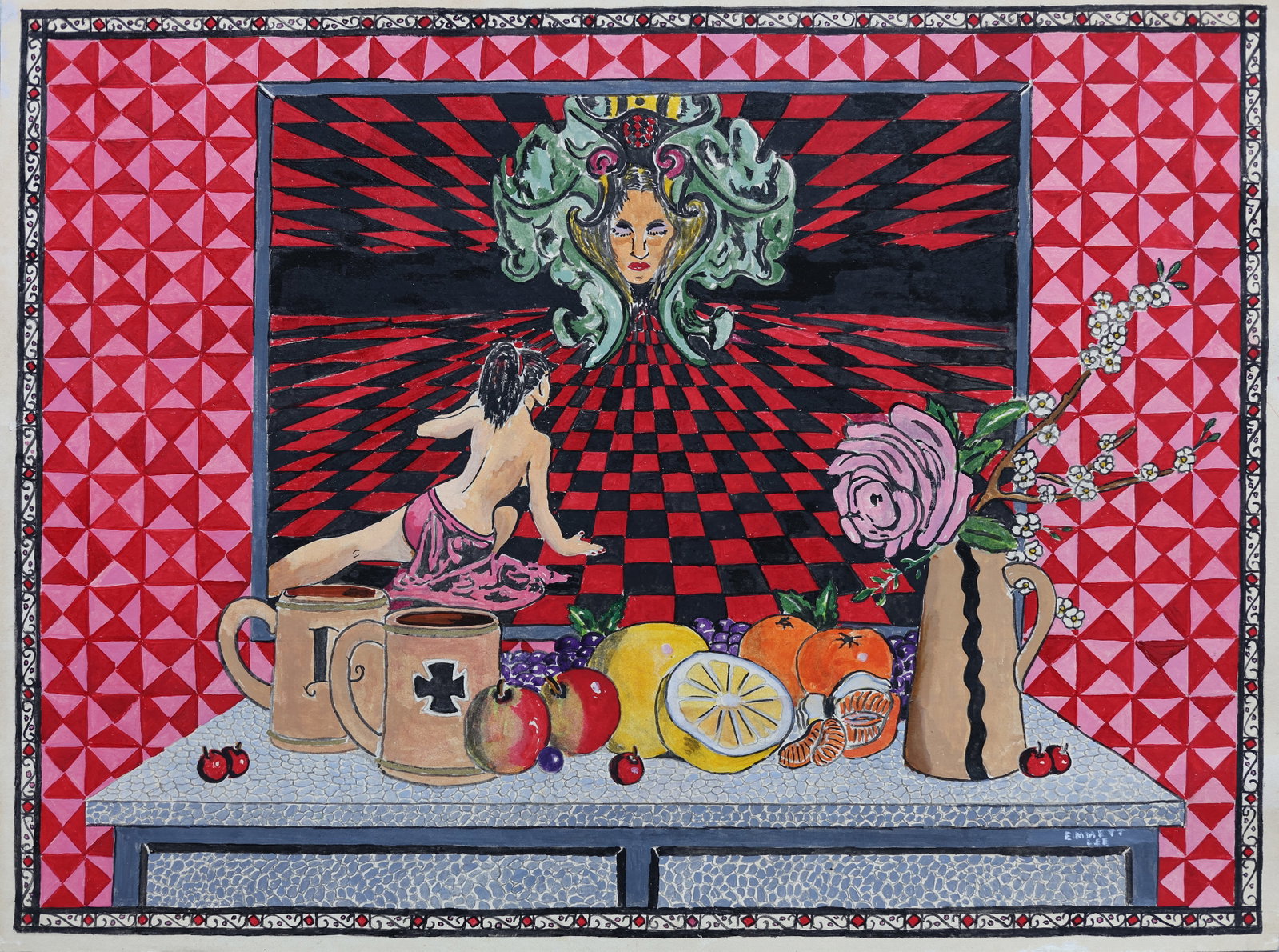 American (20th c.) Prison Folk Art Drawing (1 of 2)