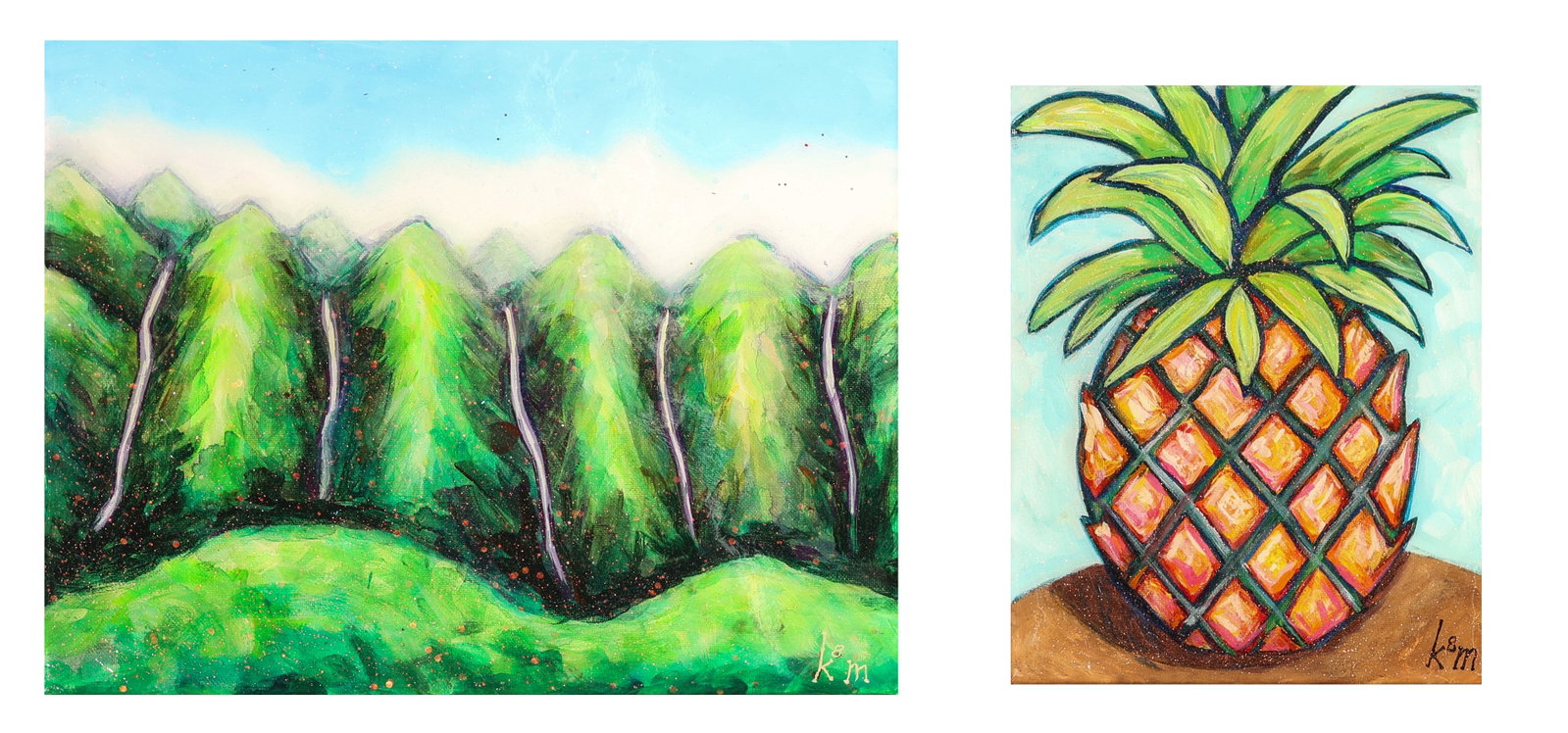 k8 Madigan (20th c.) Hawaiian Folk Art Paintings (1 of 4)