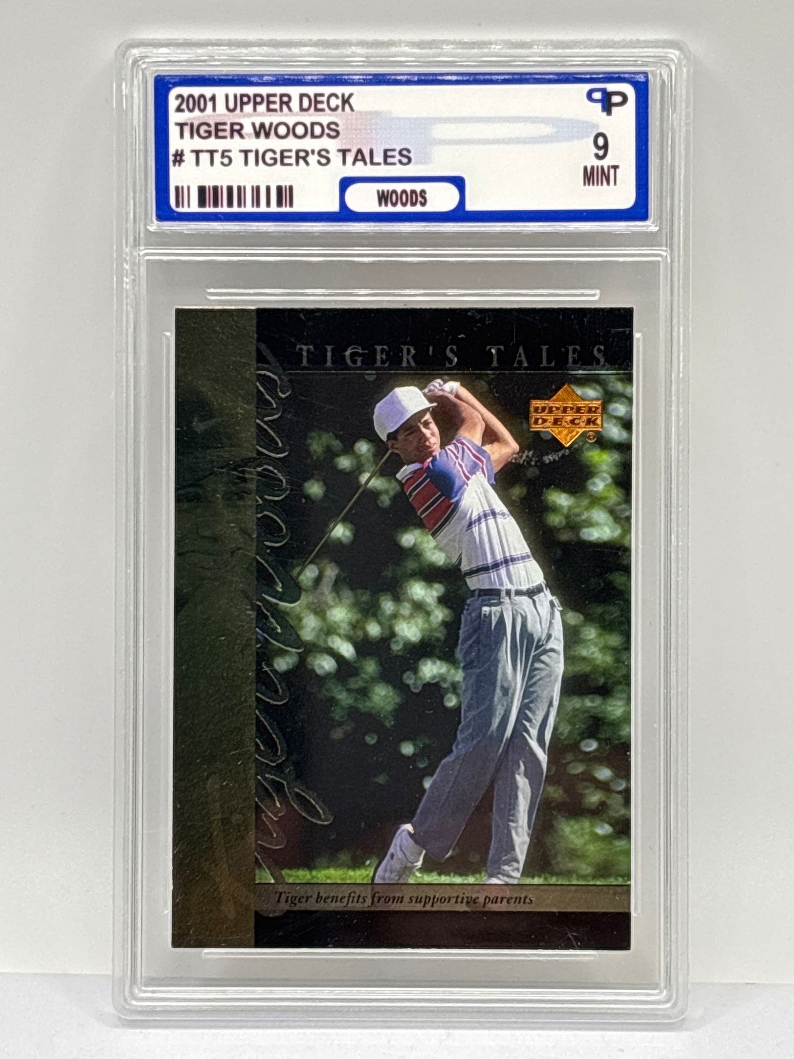 2001 UPPER DECK TIGER WOODS TIGERS TALES ROOKIE CARD GRADED PPG MINT 9 (1 of 3)