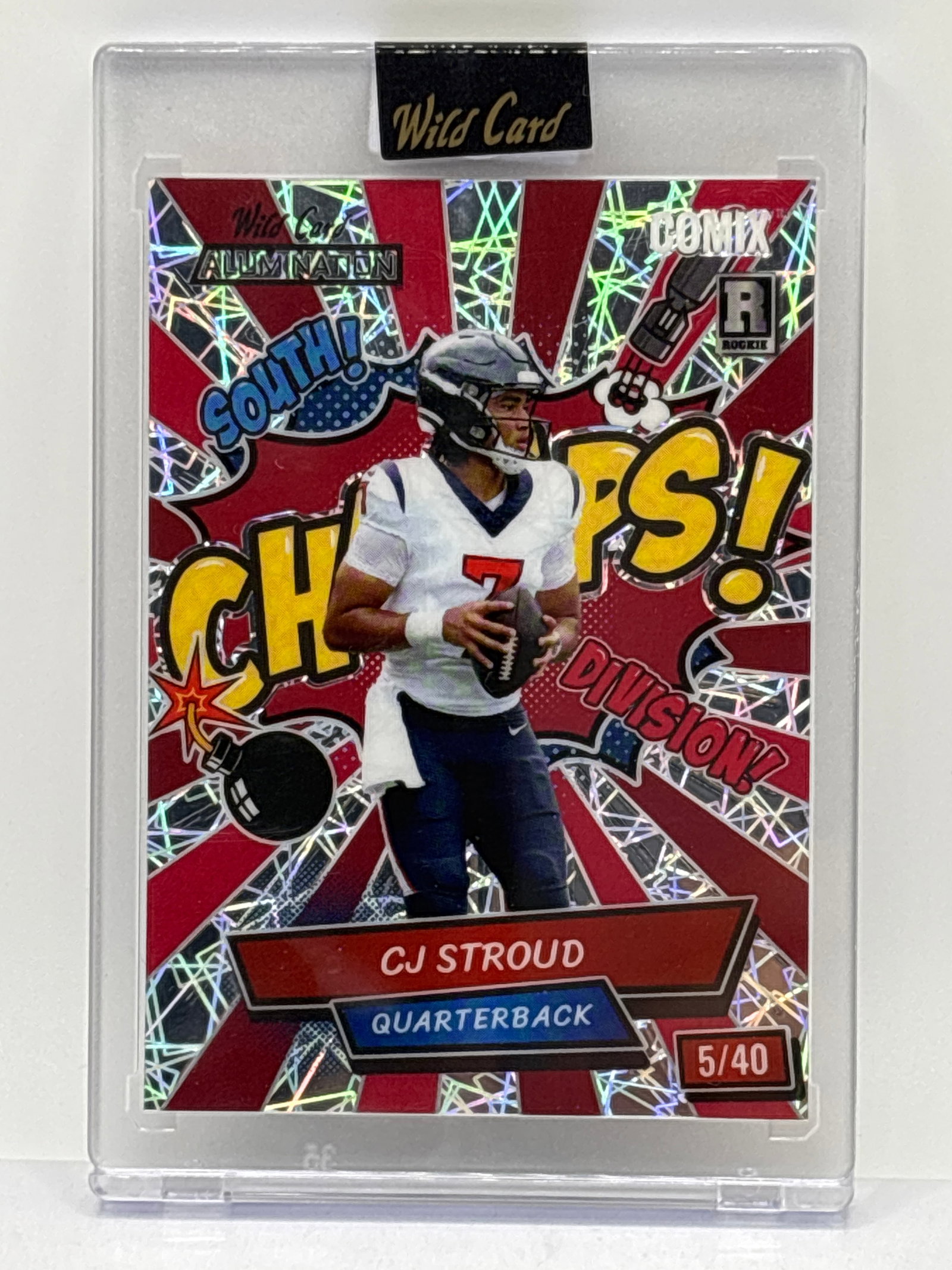 5/40!! FACTORY ENCASED 2023 WC ALUMINATION CJ STROUD COMIX SILVER LAZERS CHAMPS! RC: 5/40!! FACTORY ENCASED 2023 WC ALUMINATION CJ STROUD COMIX SILVER LAZERS CHAMPS! ROOKIE CARD