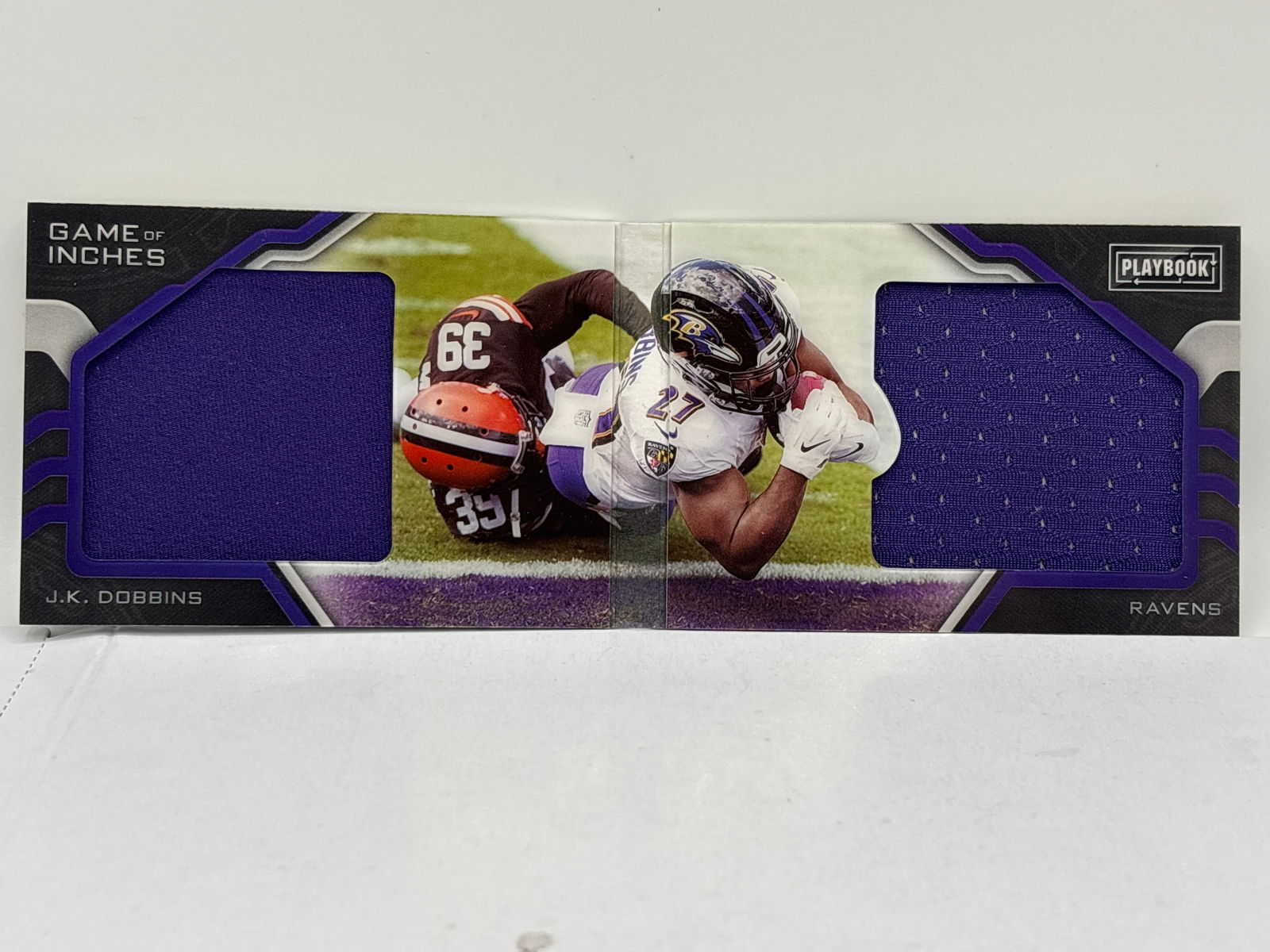 3/49!!  2021 PANINI PLAYBOOK JK DOBBINS GAME OF INCHES DUAL PATCH BOOKLET (1 of 6)