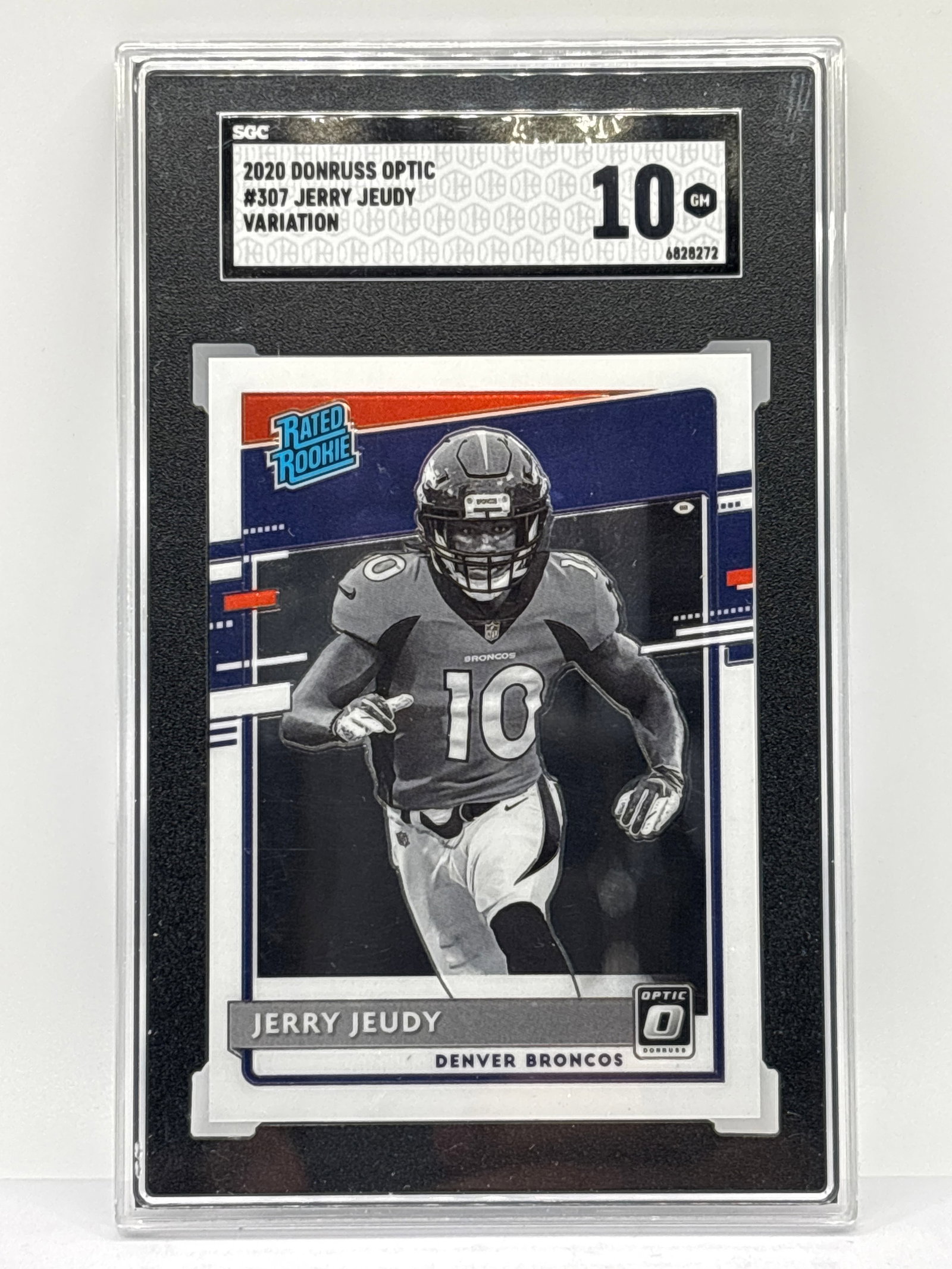 2020 PANINI DONRUSS OPTIC #307 JERRY JEUDY VARIATION RATED ROOKIE GRADED SGC GEM MINT 10 (1 of 3)