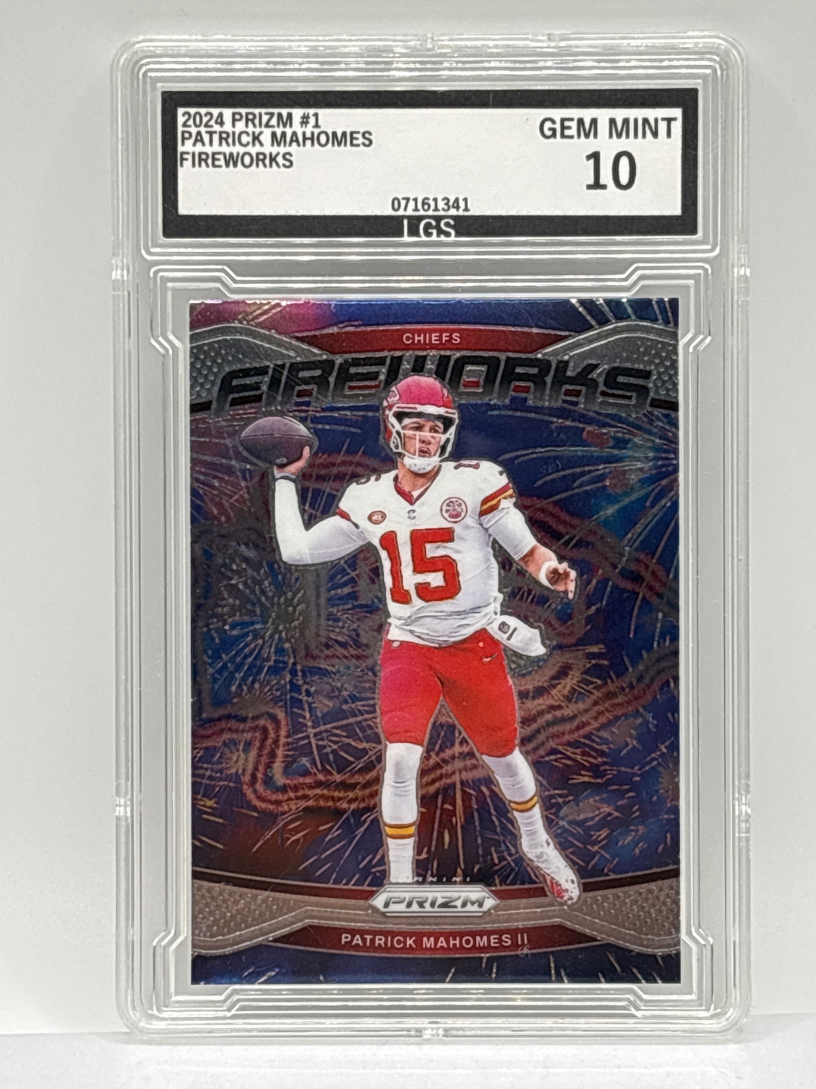 2024 PANINI PRIZM PATRICK MAHOMES FIREWORKS GRADED LGS GEM MINT 10 (1 of 3)
