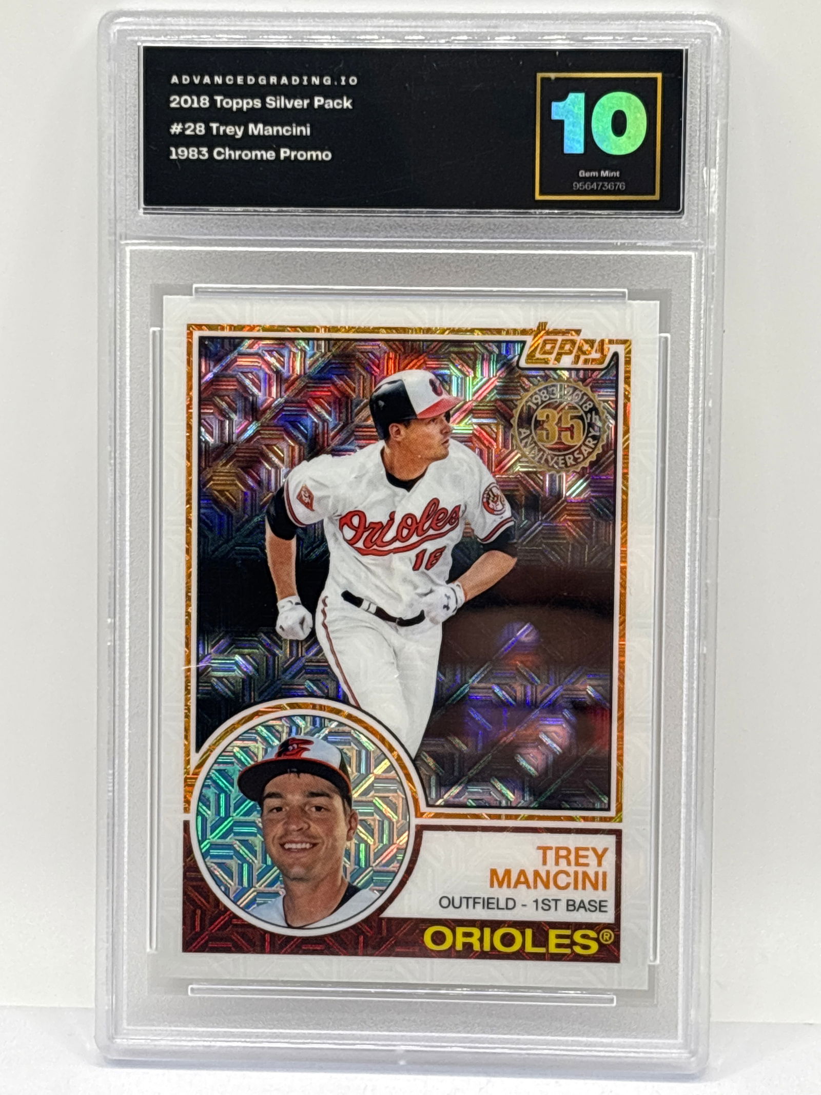 2018 TOPPS SILVER PACK TREY MANCINI 1983 CHROME PROMO GRADED GEM MINT 10 (1 of 3)