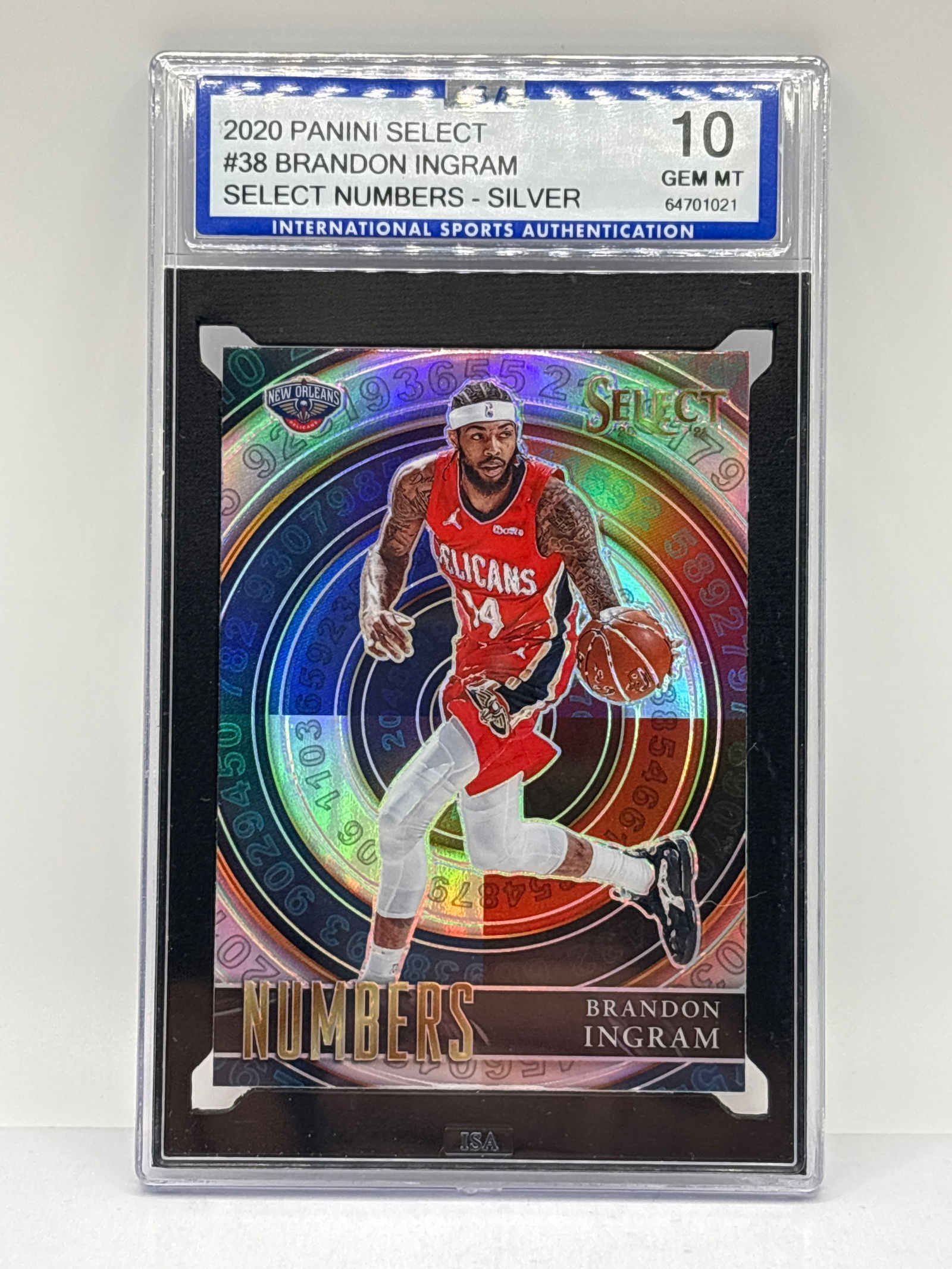 2020 PANINI SELECT BRANDON INGRAM SELECT NUMBERS PRIZM HOLO GRADED ISA GEM MINT 10 (1 of 5)